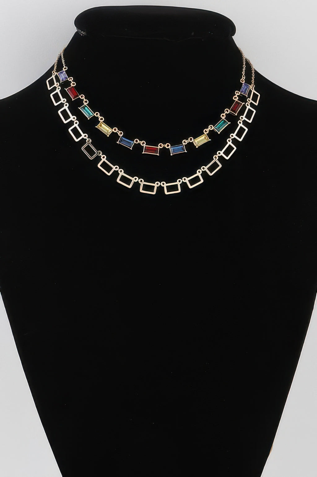 Multi Square Crystal Charm Necklace - Tigbul's Variety Fashion Shop