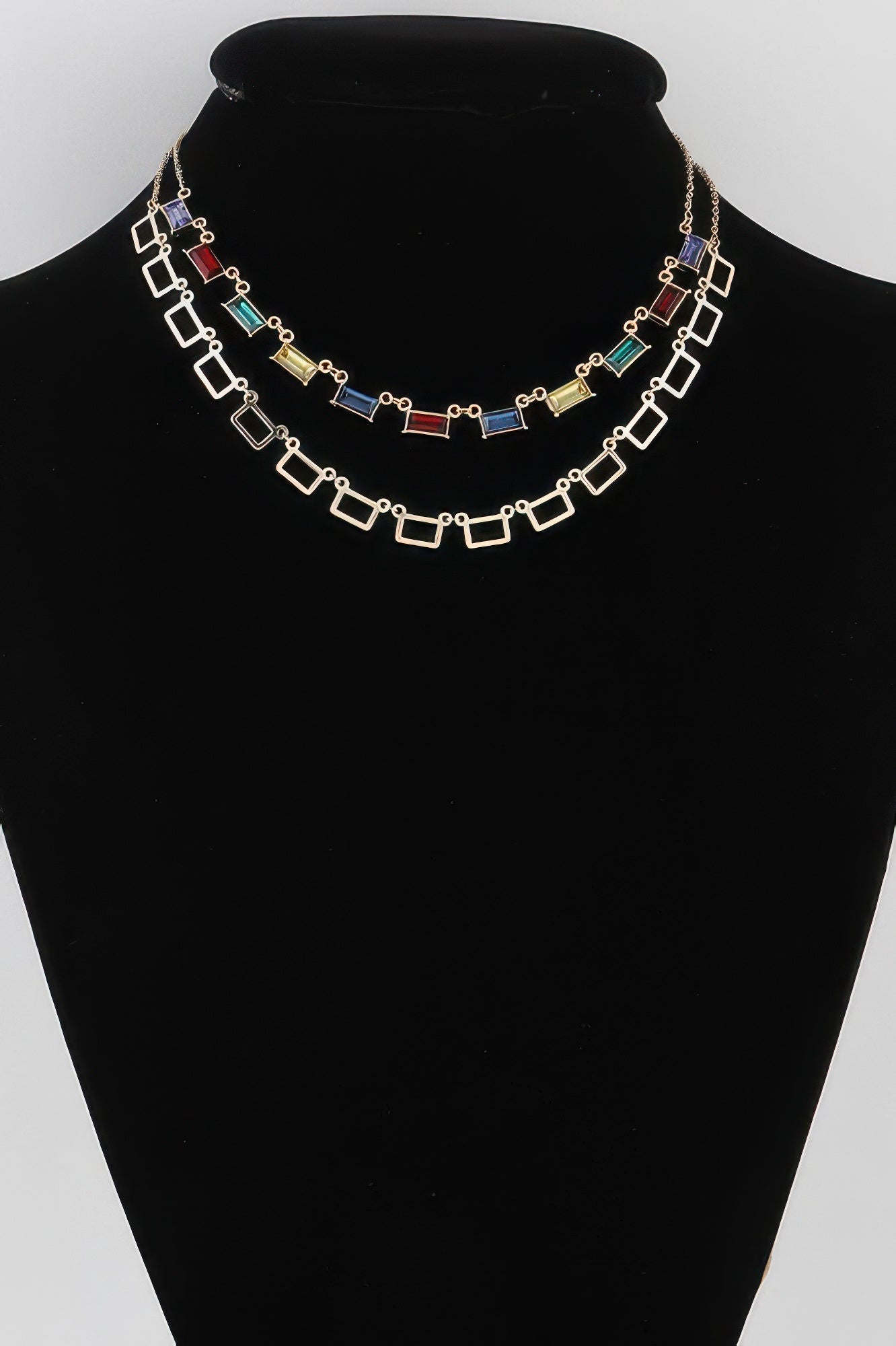 Multi Square Crystal Charm Necklace - Tigbul's Variety Fashion Shop