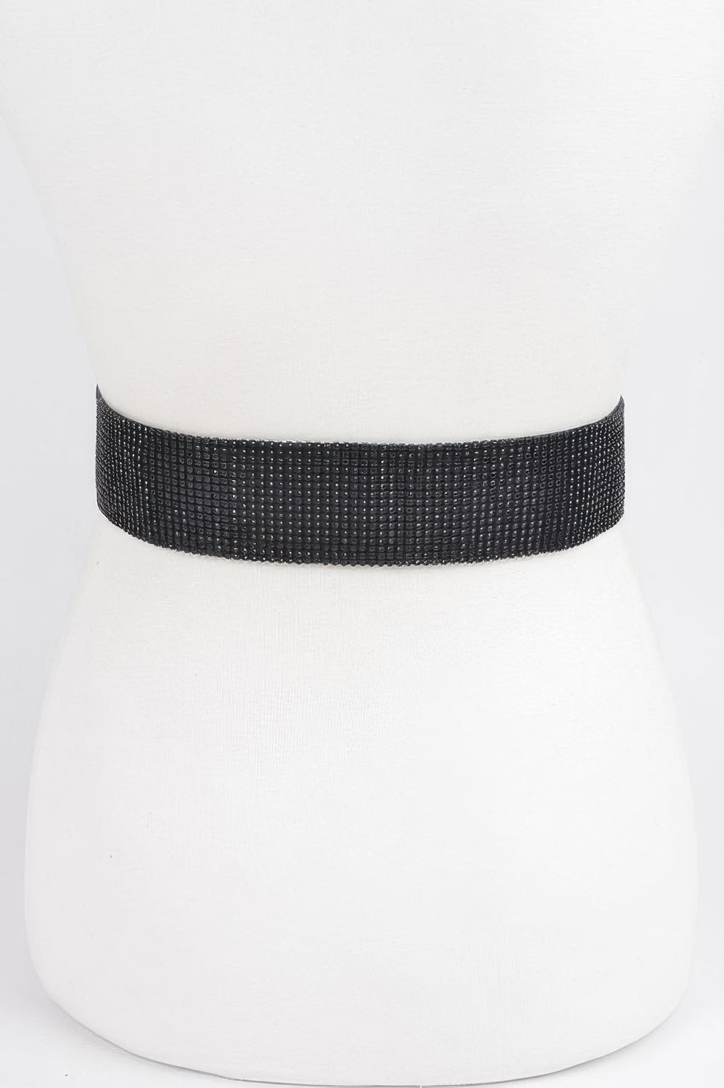 Black rhinestone belt band, no buckle visible