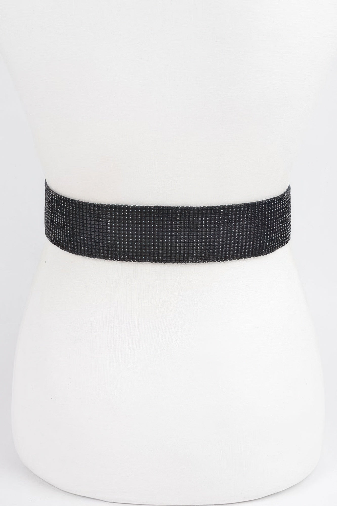 Black rhinestone belt band, no buckle visible