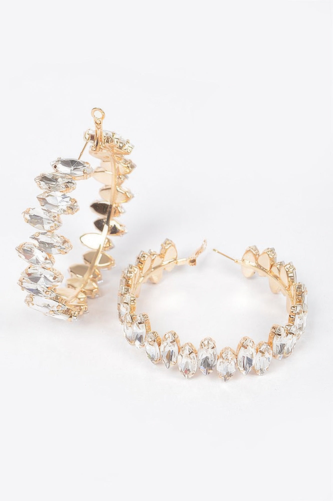 Rhinestone Hoop Earrings 2.5" - Tigbul's Variety Fashion Shop