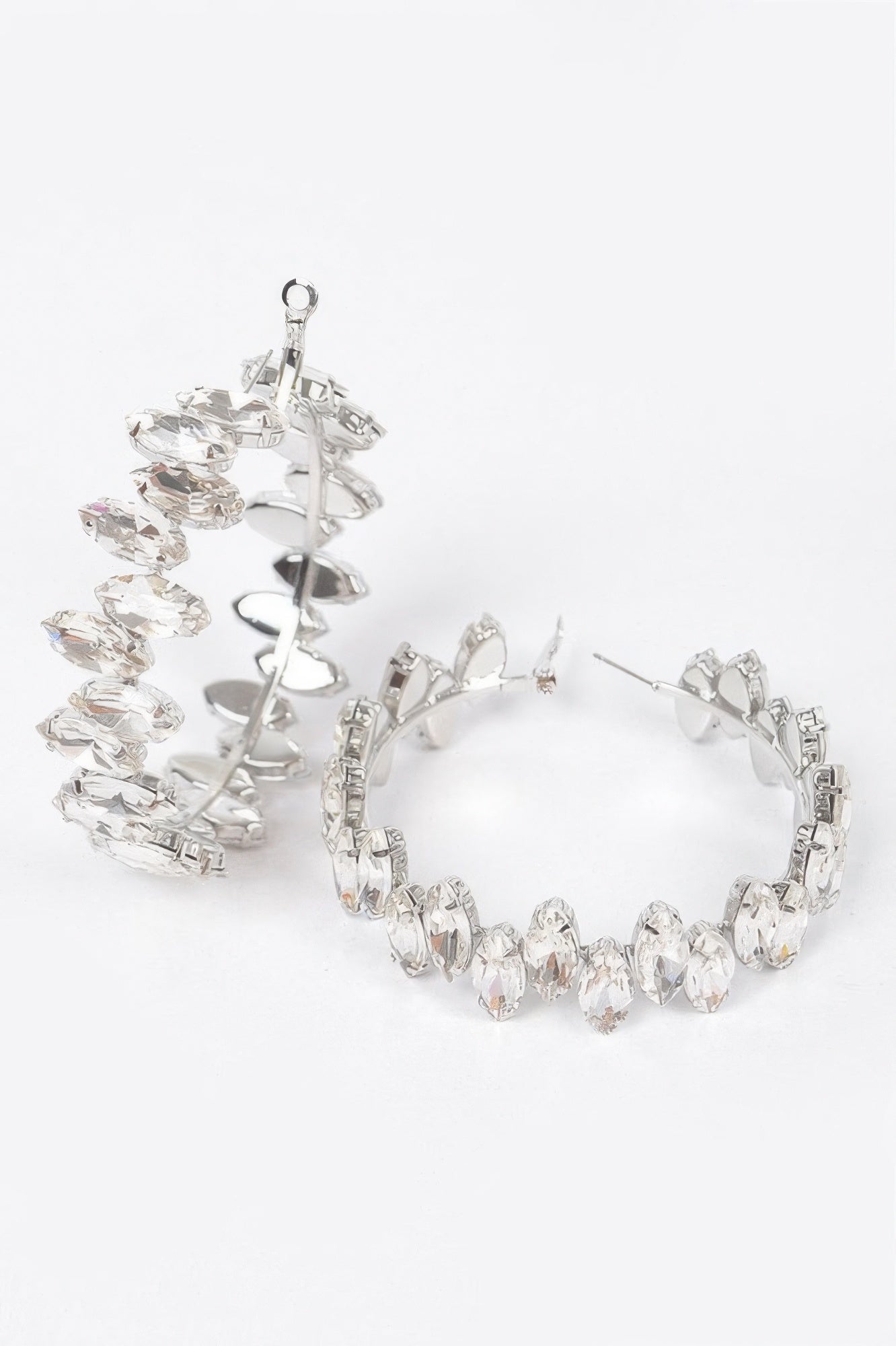 Rhinestone Hoop Earrings 2.5" - Tigbul's Variety Fashion Shop