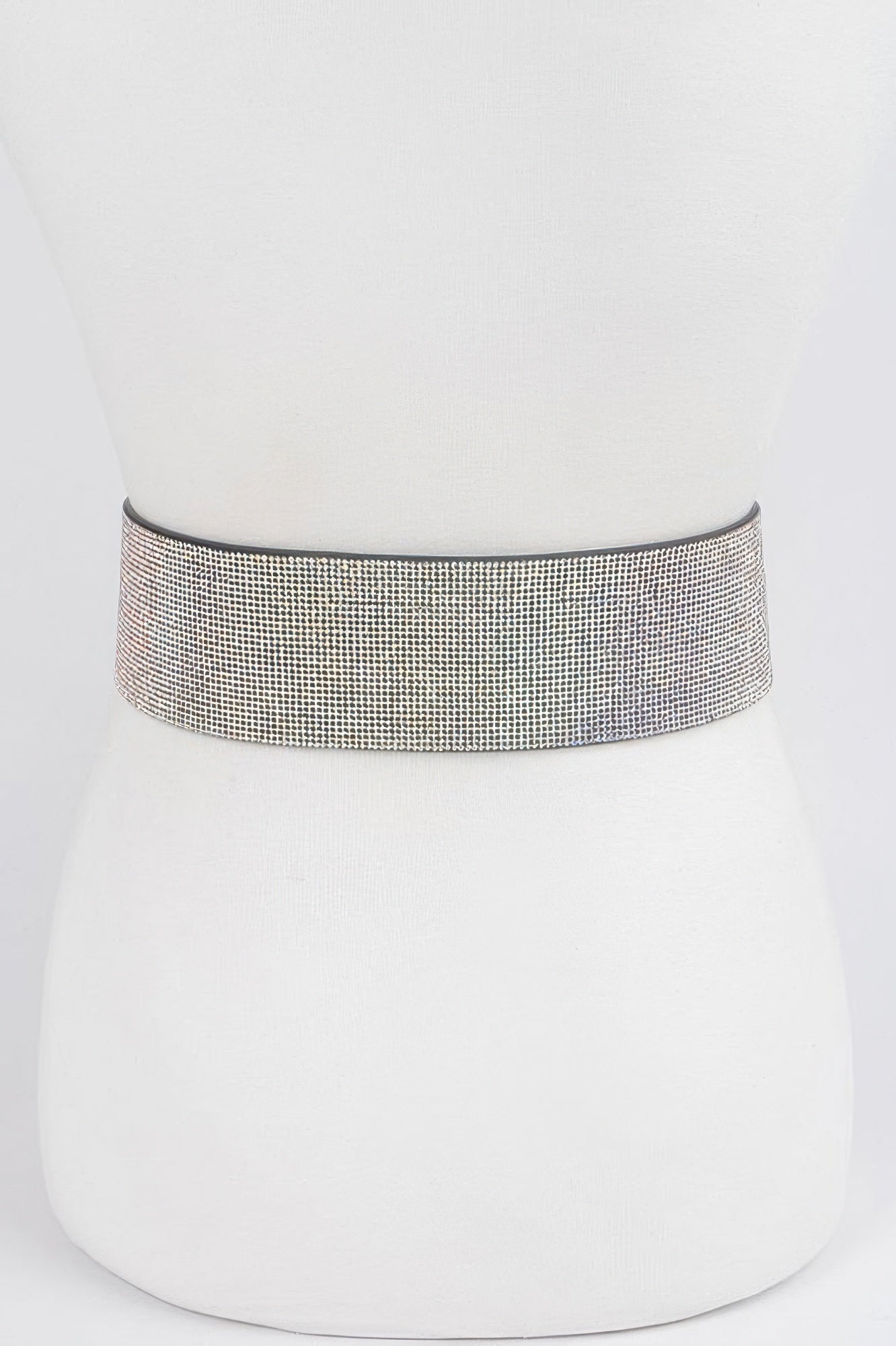 Silver rhinestone mesh belt strap, choker style, one size