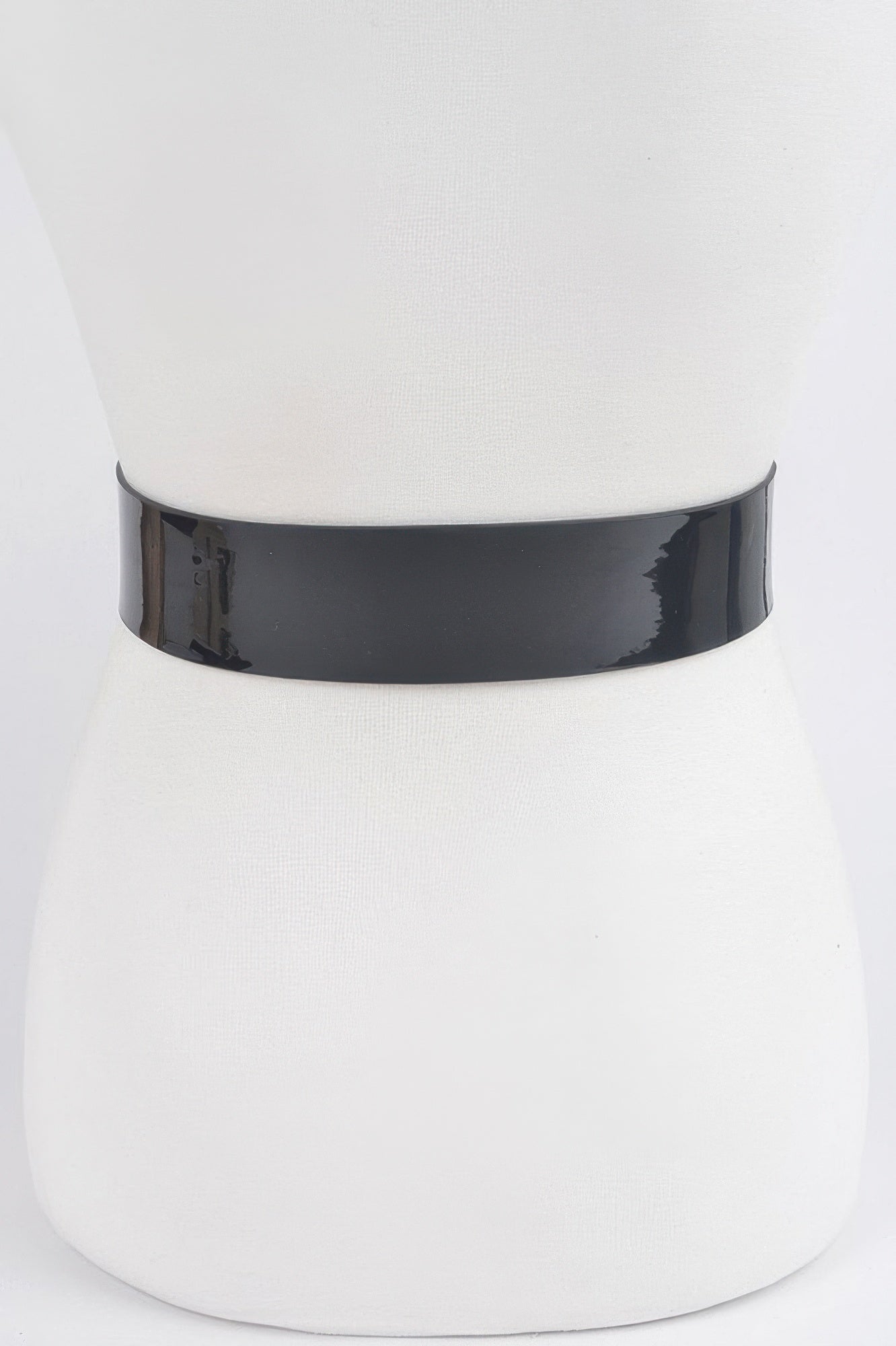 Plus Size metal buckle enamel shiny belt, glossy black strap