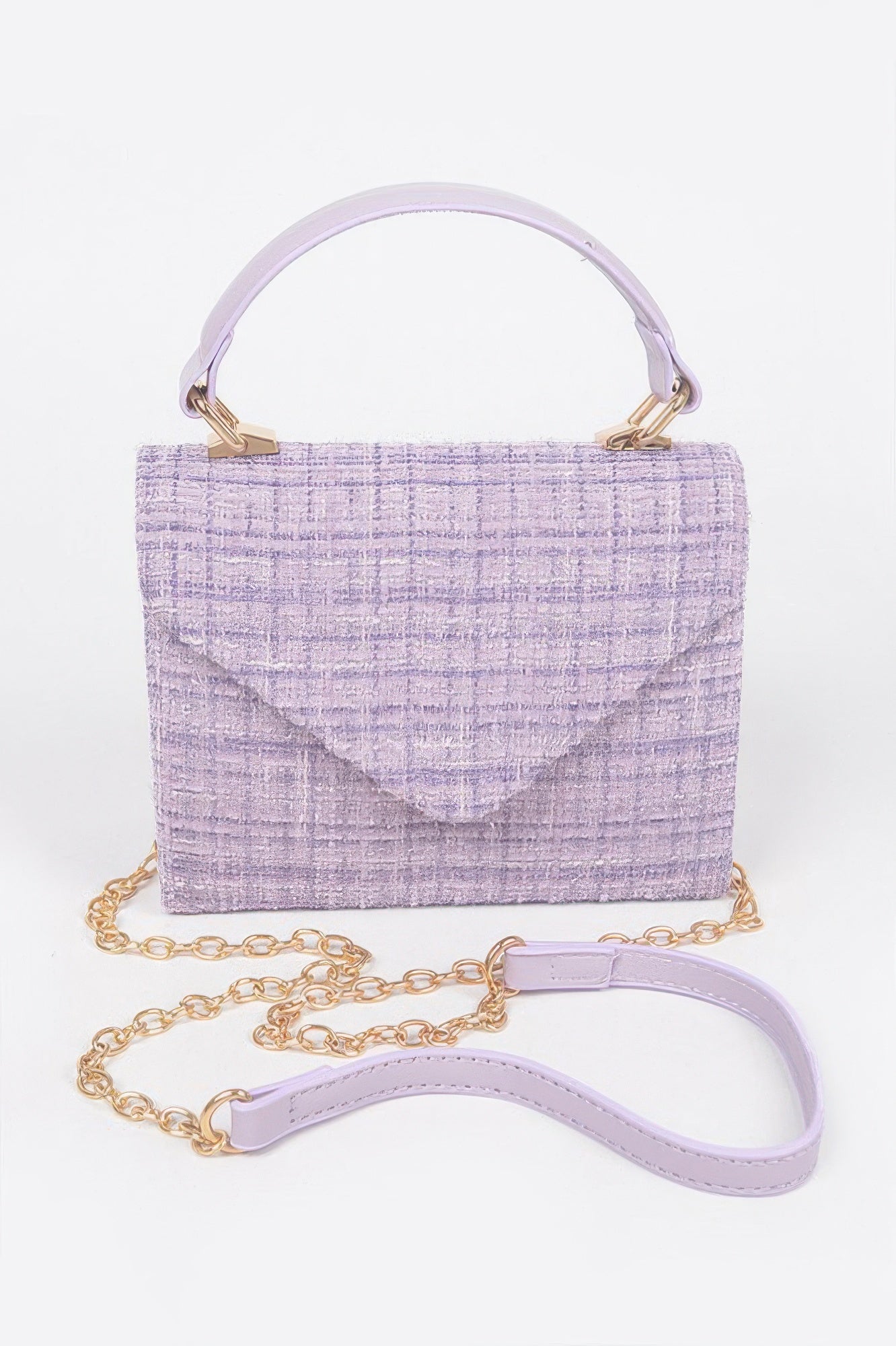 Tweed Top Handle Bag - Tigbul's Variety Fashion Shop
