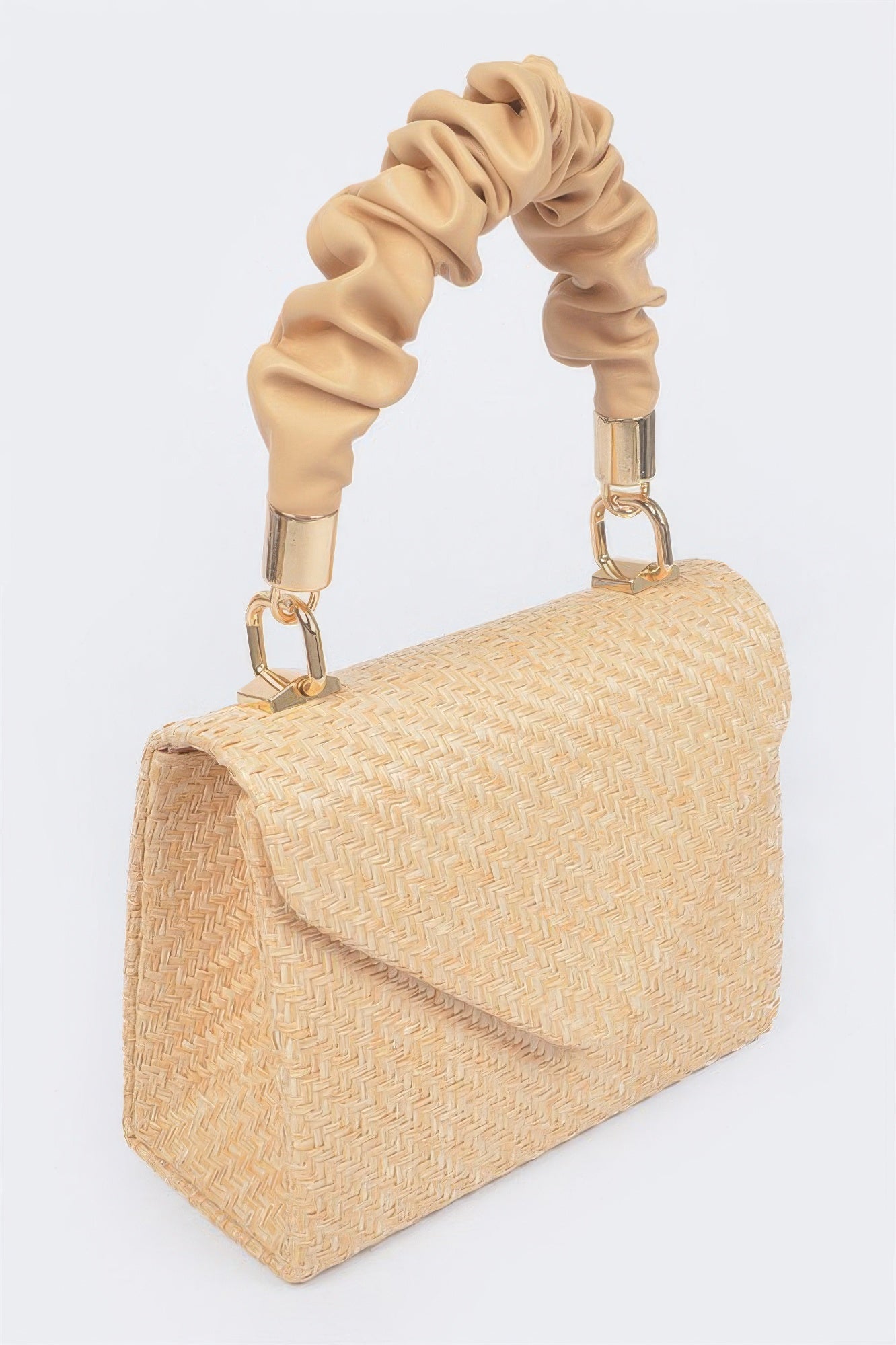 Faux Straw Top Handle Flap Bag - Tigbul's Variety Fashion Shop