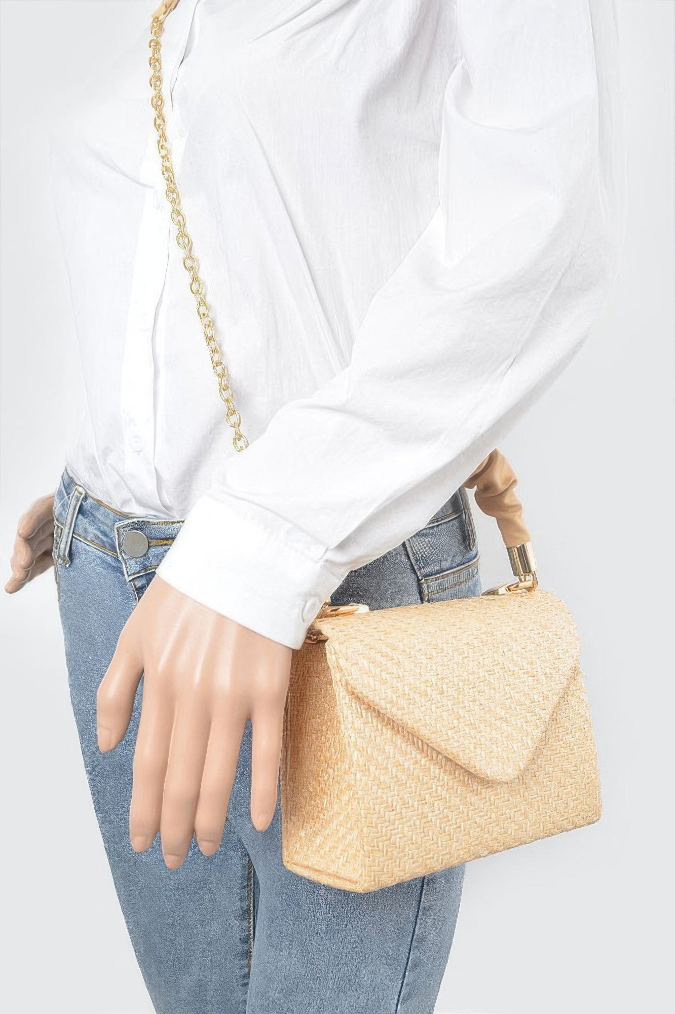Faux Straw Top Handle Flap Bag - Tigbul's Variety Fashion Shop
