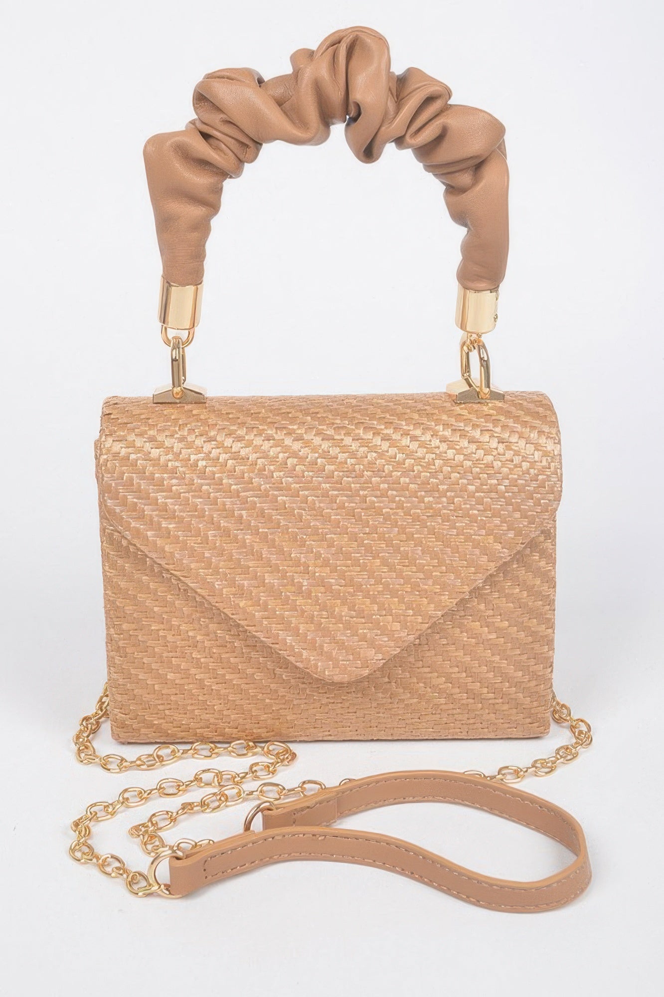 Faux Straw Top Handle Flap Bag - Tigbul's Variety Fashion Shop