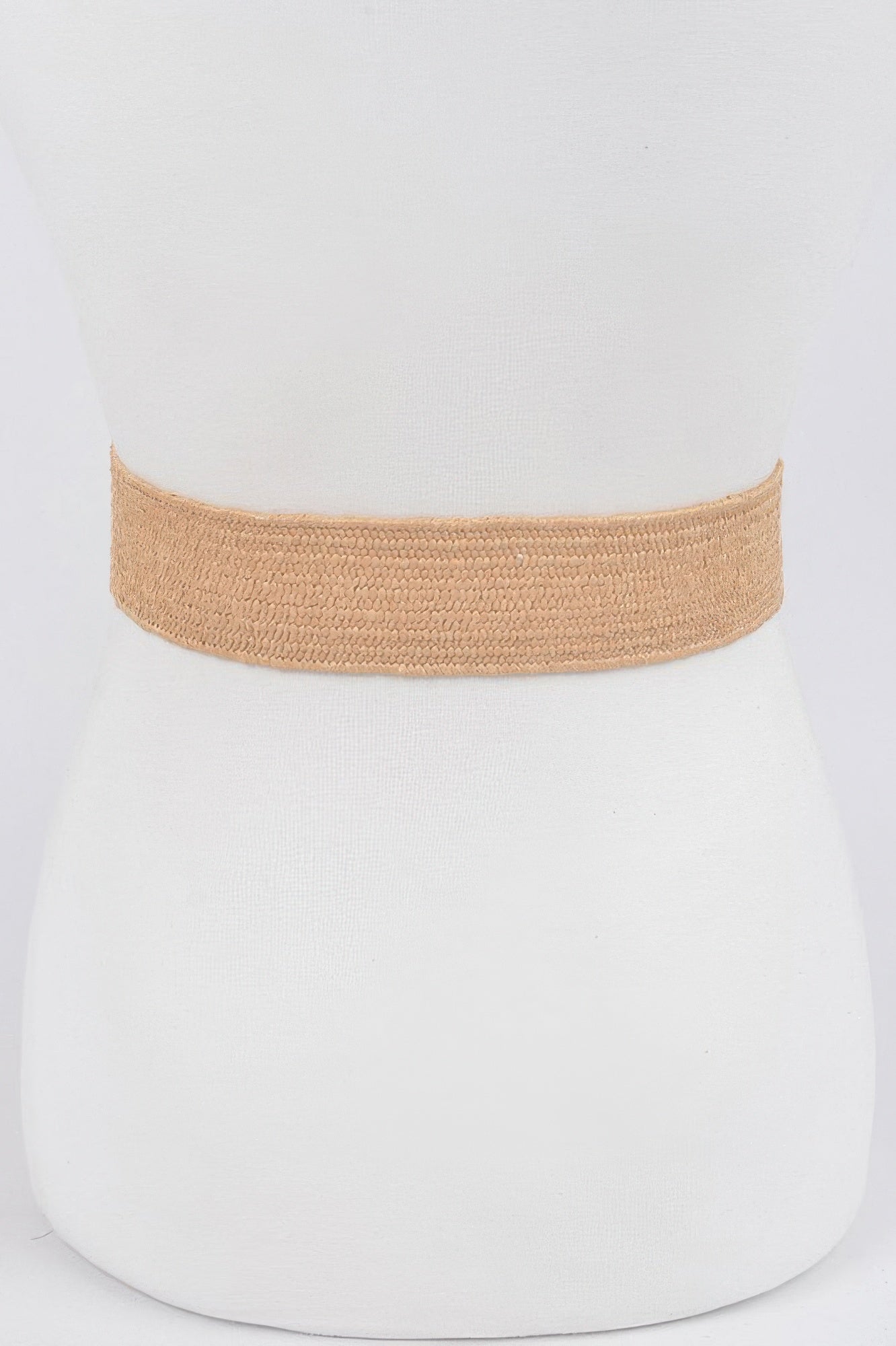 Brown stretch belt strap, wide woven band without buckle