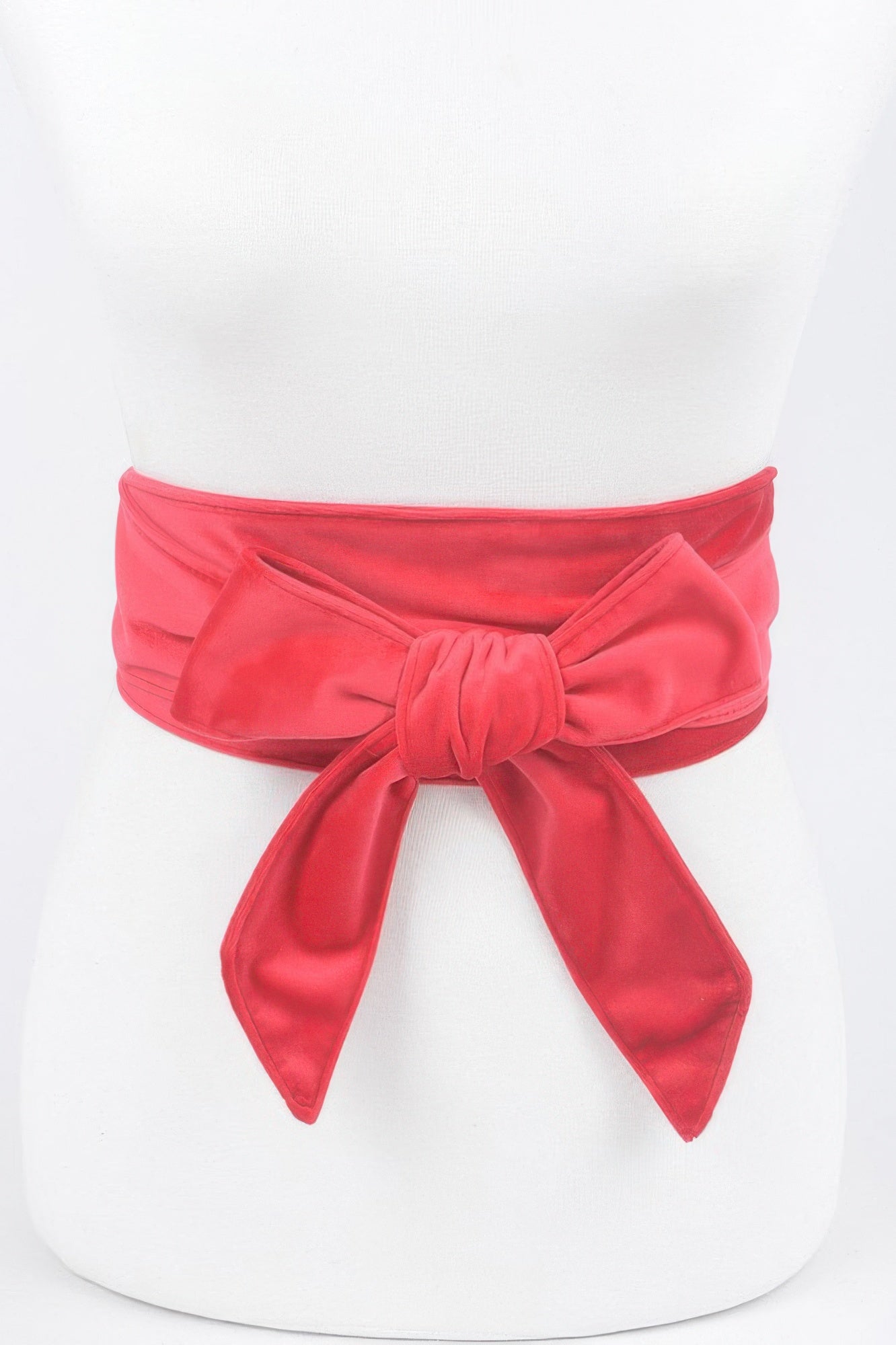 Velvet Kimono Belt (Red): velvet wrap belt with front bow knot and flowing ribbon ends