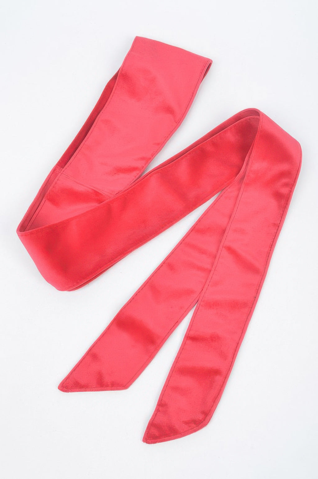 Velvet Kimono Belt (Rose Pink): satin ribbon pieces with folded edges, laid flat