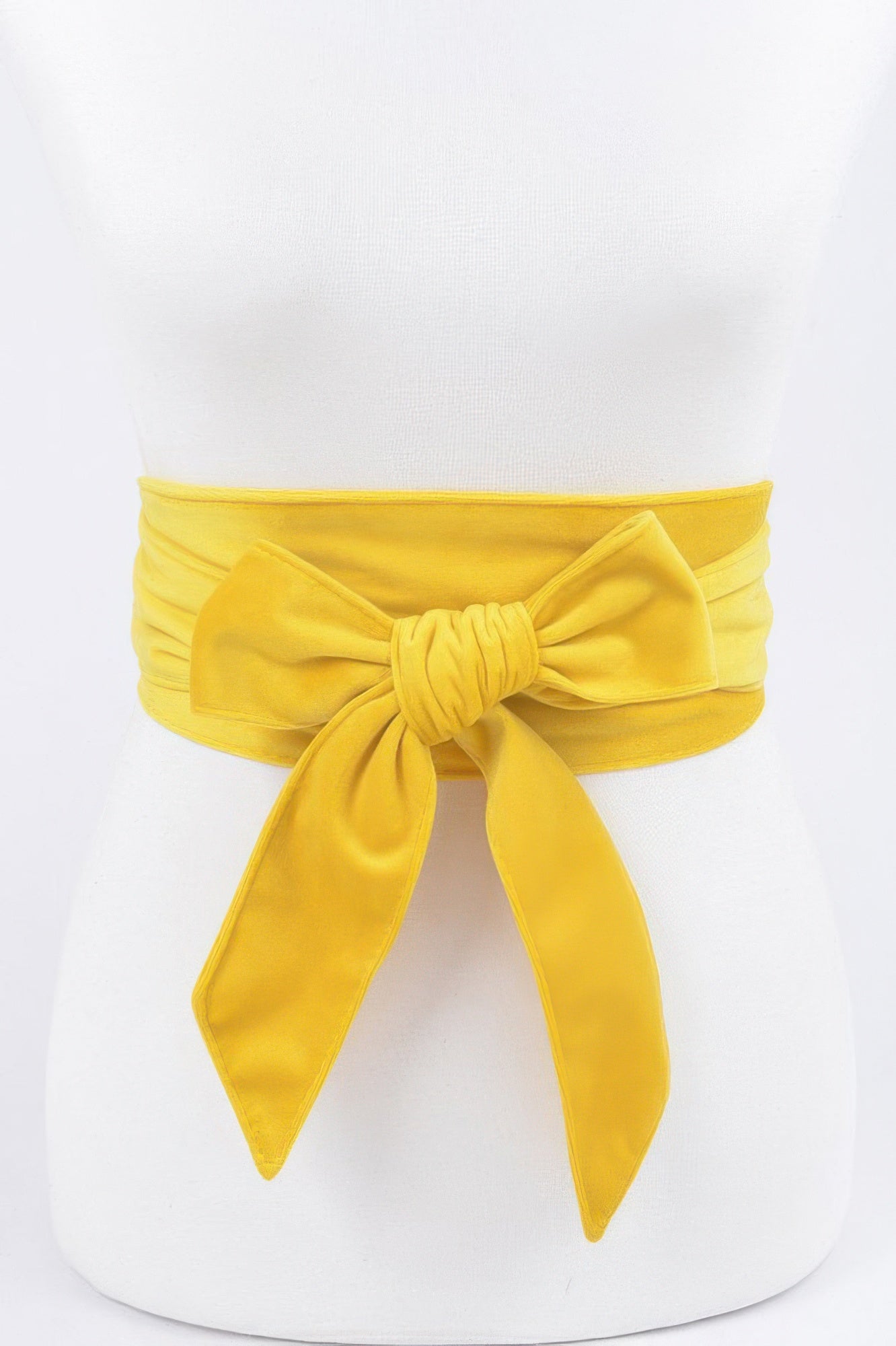 Velvet Kimono Belt in Yellow with tied bow and layered center