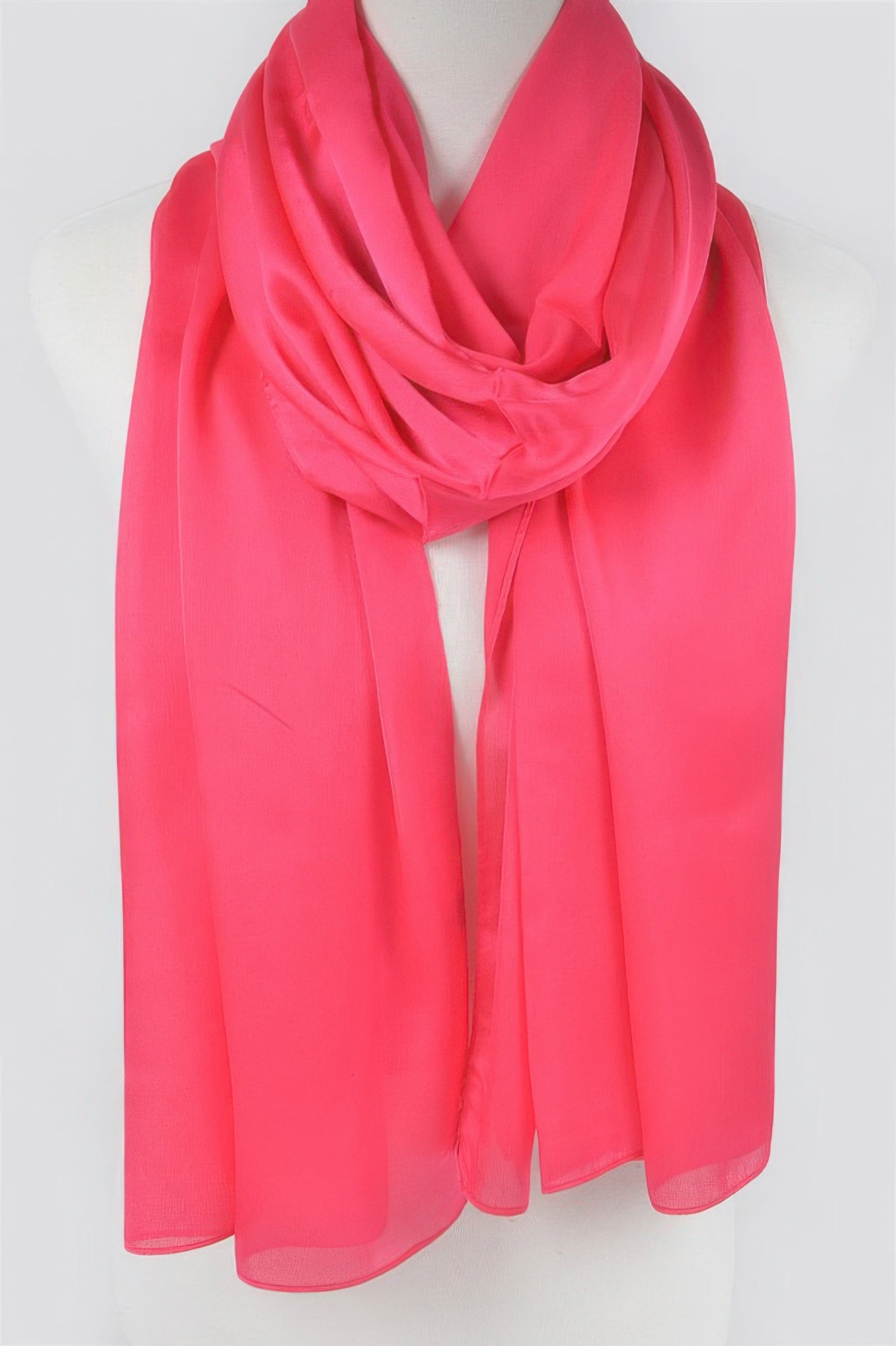 Satin Scarf in Fuschia, draped with soft folds and smooth, lightweight sheen.