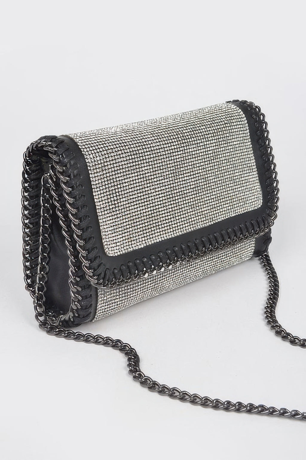 Multi Color Rhinestone Chain Braided Clutch - Tigbul's Variety Fashion Shop