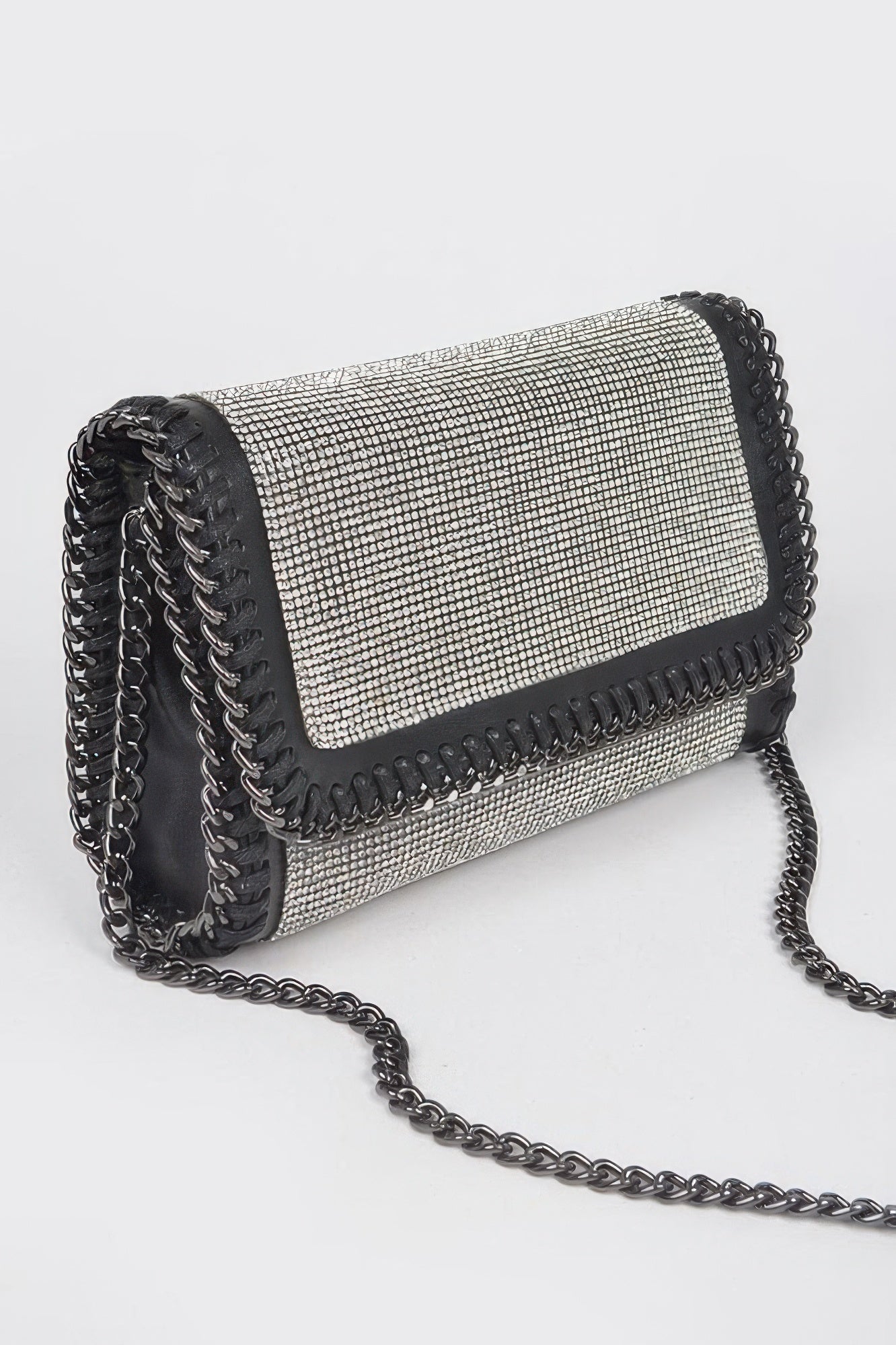Multi Color Rhinestone Chain Braided Clutch - Tigbul's Variety Fashion Shop