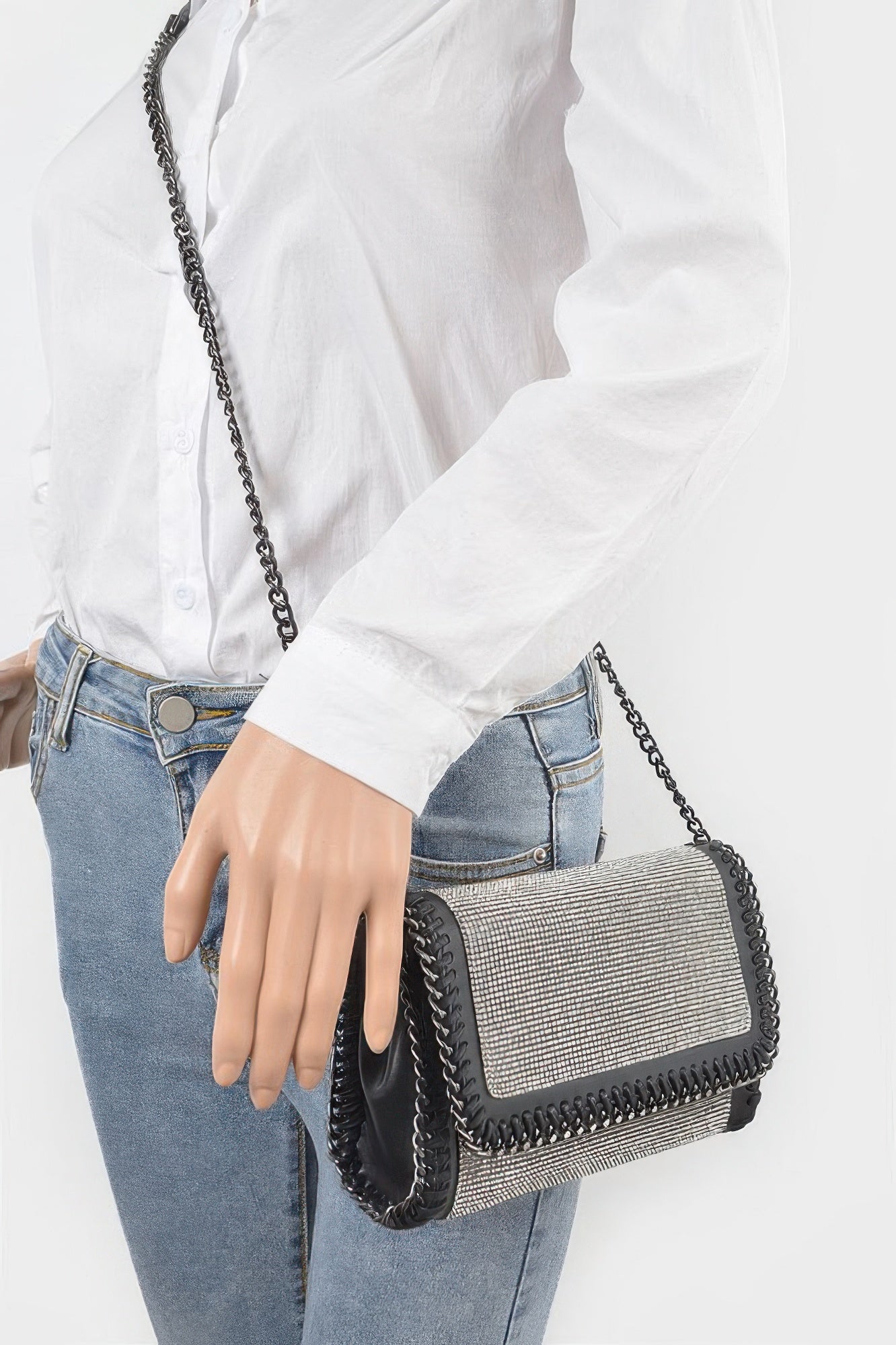 Multi Color Rhinestone Chain Braided Clutch - Tigbul's Variety Fashion Shop