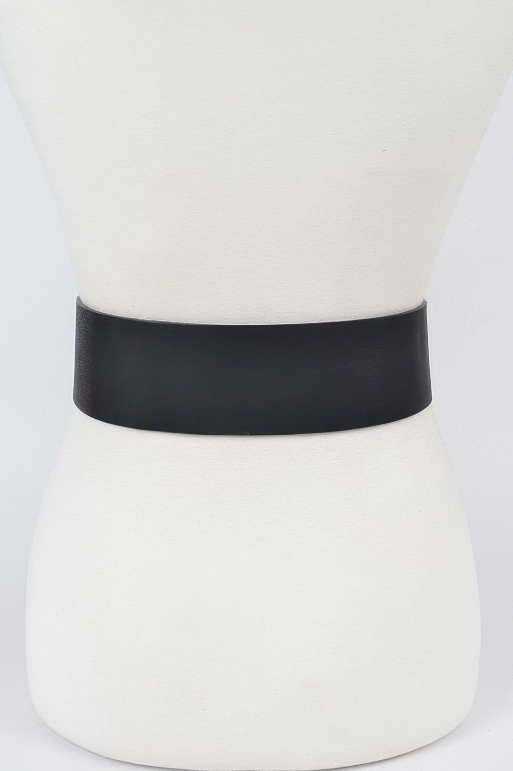 Black plus size belt strap, smooth wide band with row of punch holes