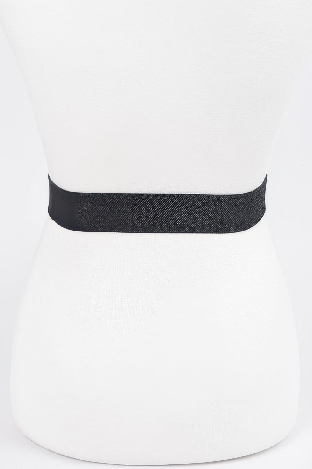Black elastic ribbon belt band, no bow shown