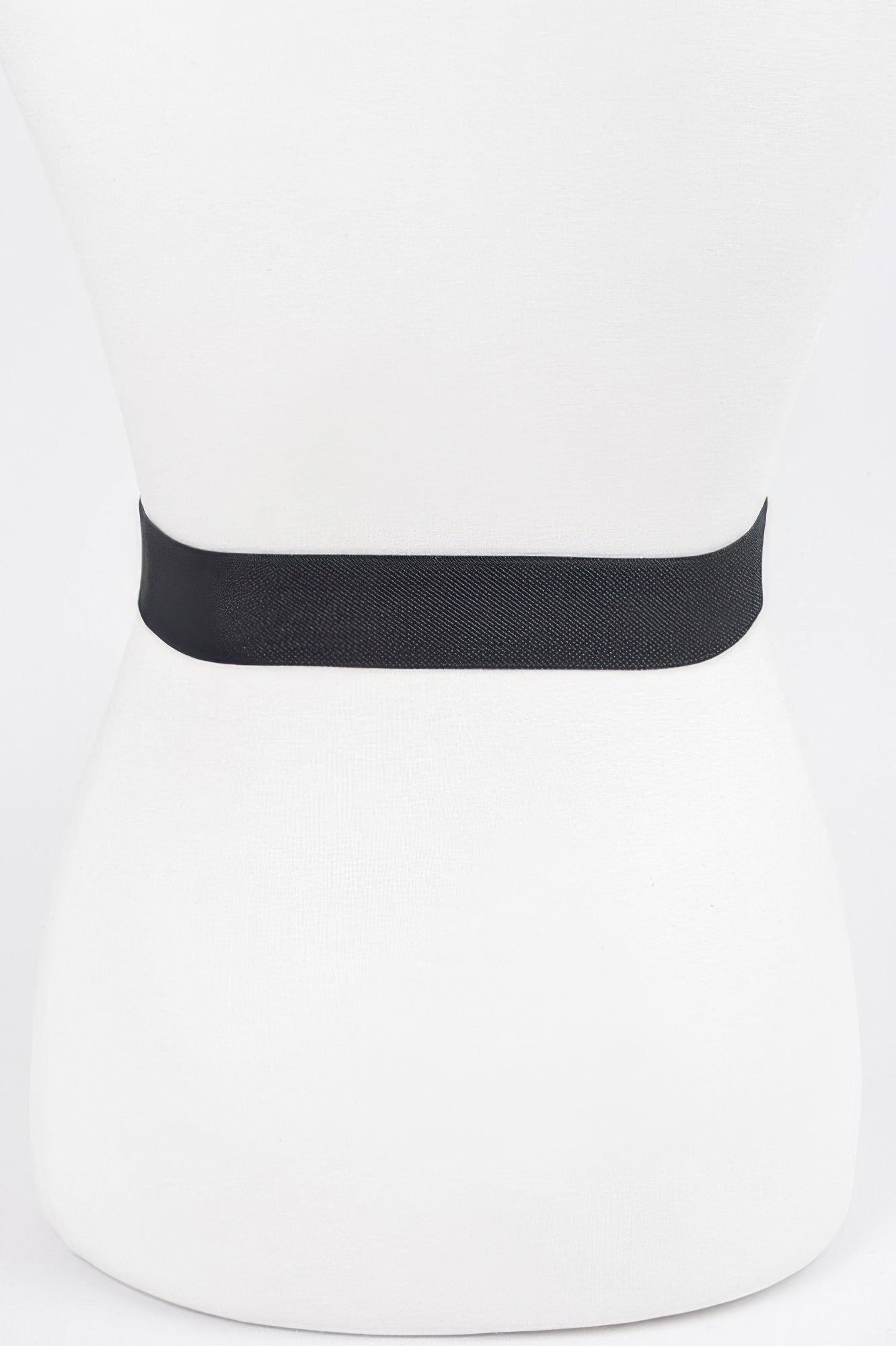 Black elastic ribbon belt band, no bow shown