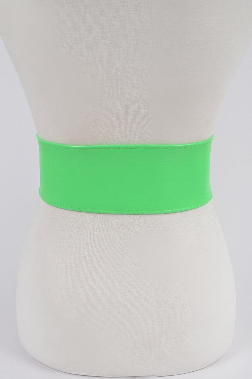 Faux Leather Waist Belt, bright green, smooth wide band without buckle detail