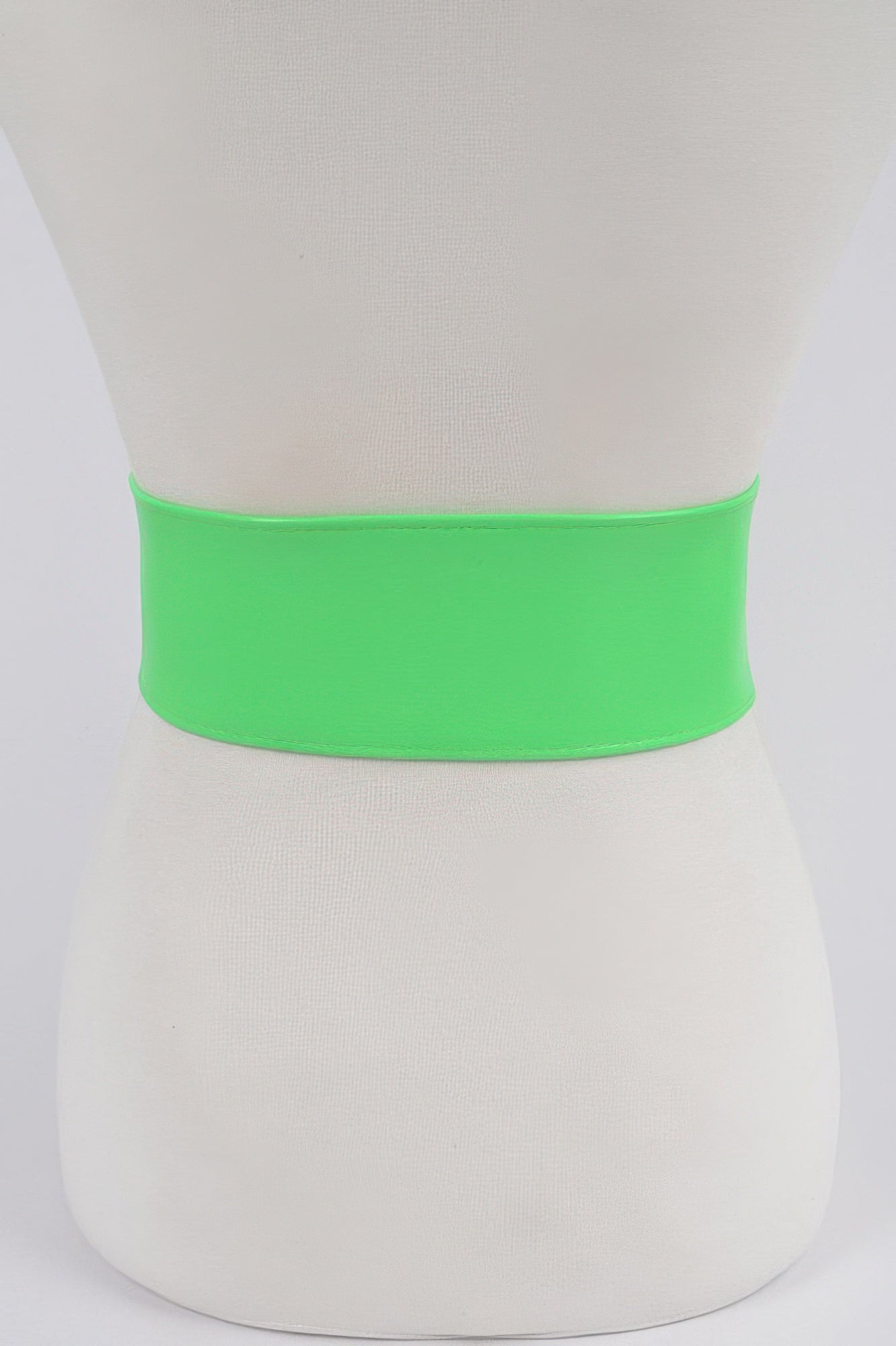 Faux Leather Waist Belt, bright green, smooth wide band without buckle detail