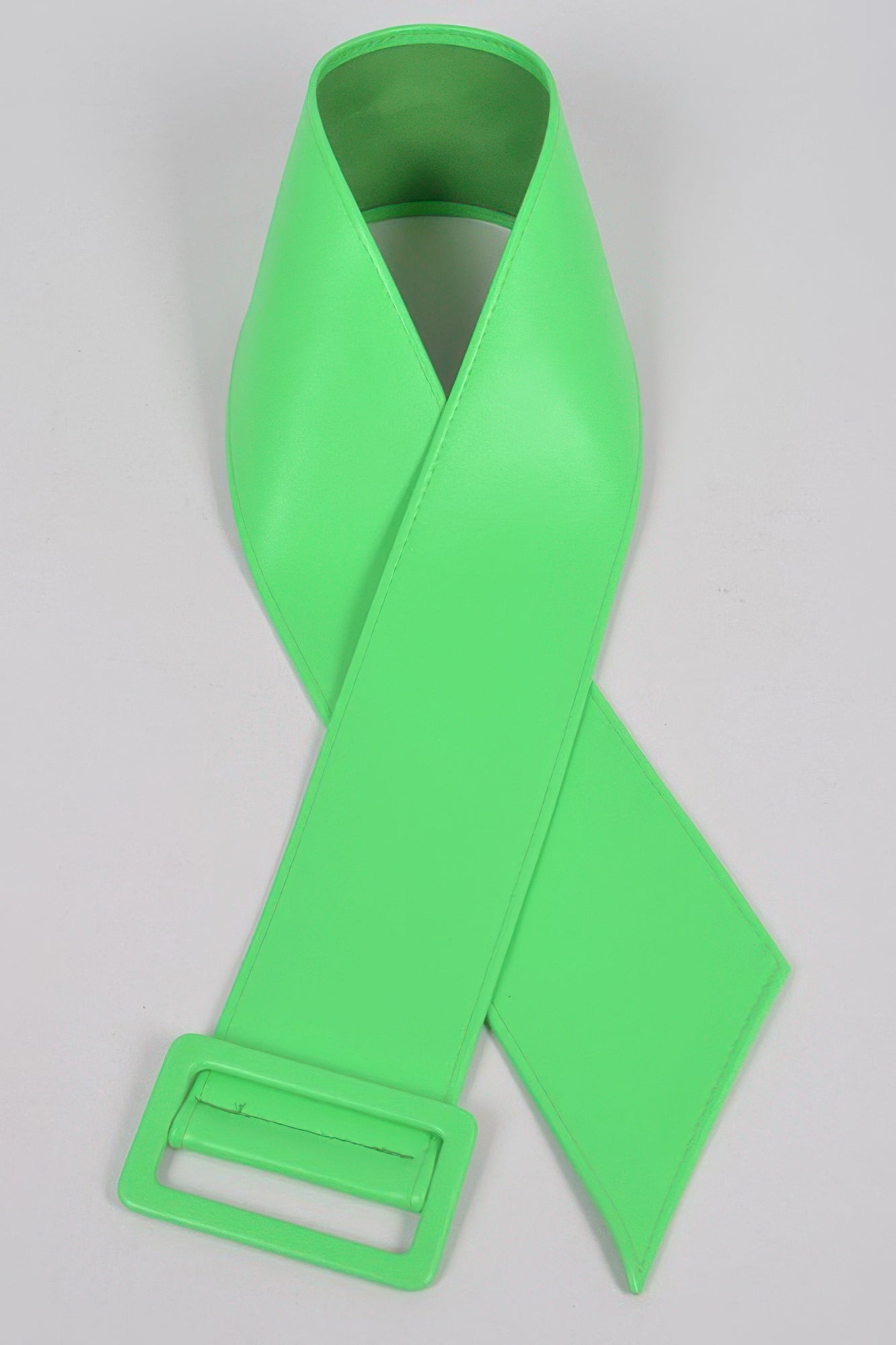 Faux Leather Waist Belt, neon green, wide strap with buckle and pointed end