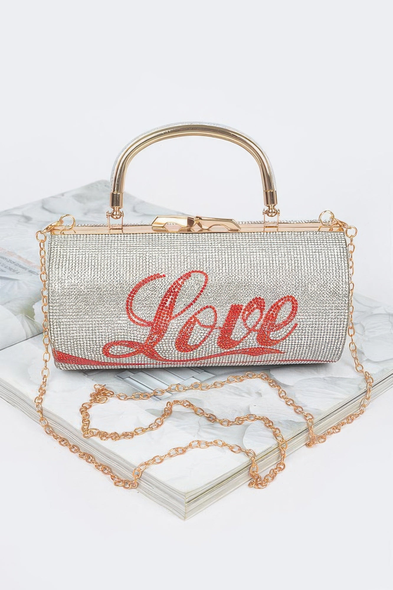 Rhinestone Love Party Clutch - Tigbul's Variety Fashion Shop