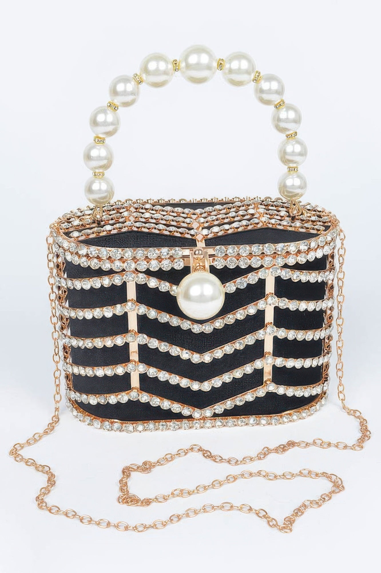 Rhinestone Metal Frame Clutch - Tigbul's Variety Fashion Shop