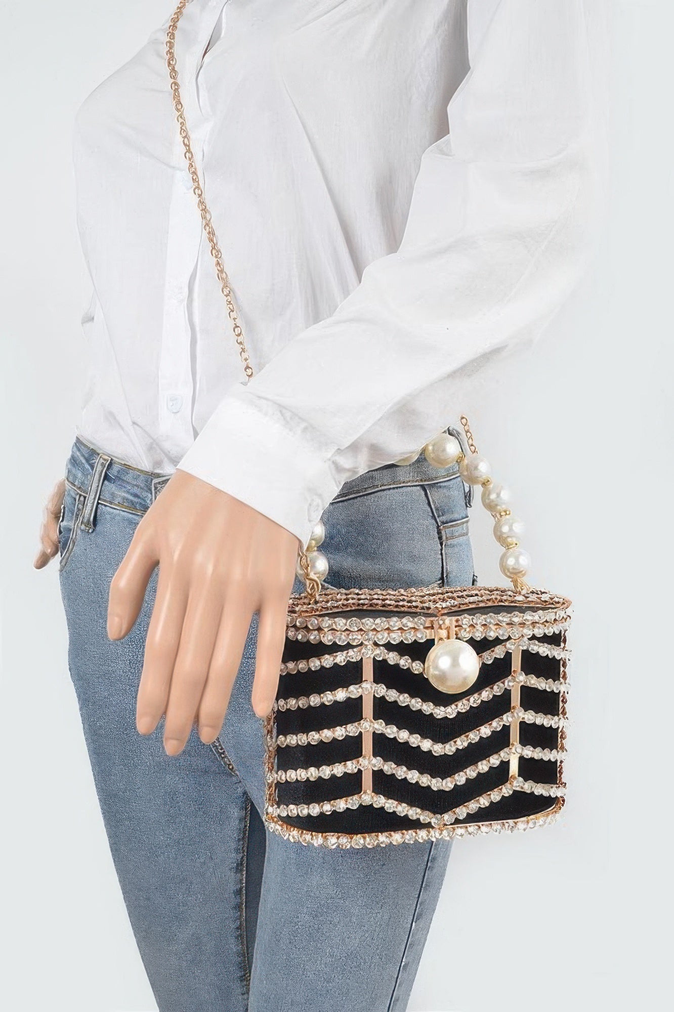Rhinestone Metal Frame Clutch - Tigbul's Variety Fashion Shop
