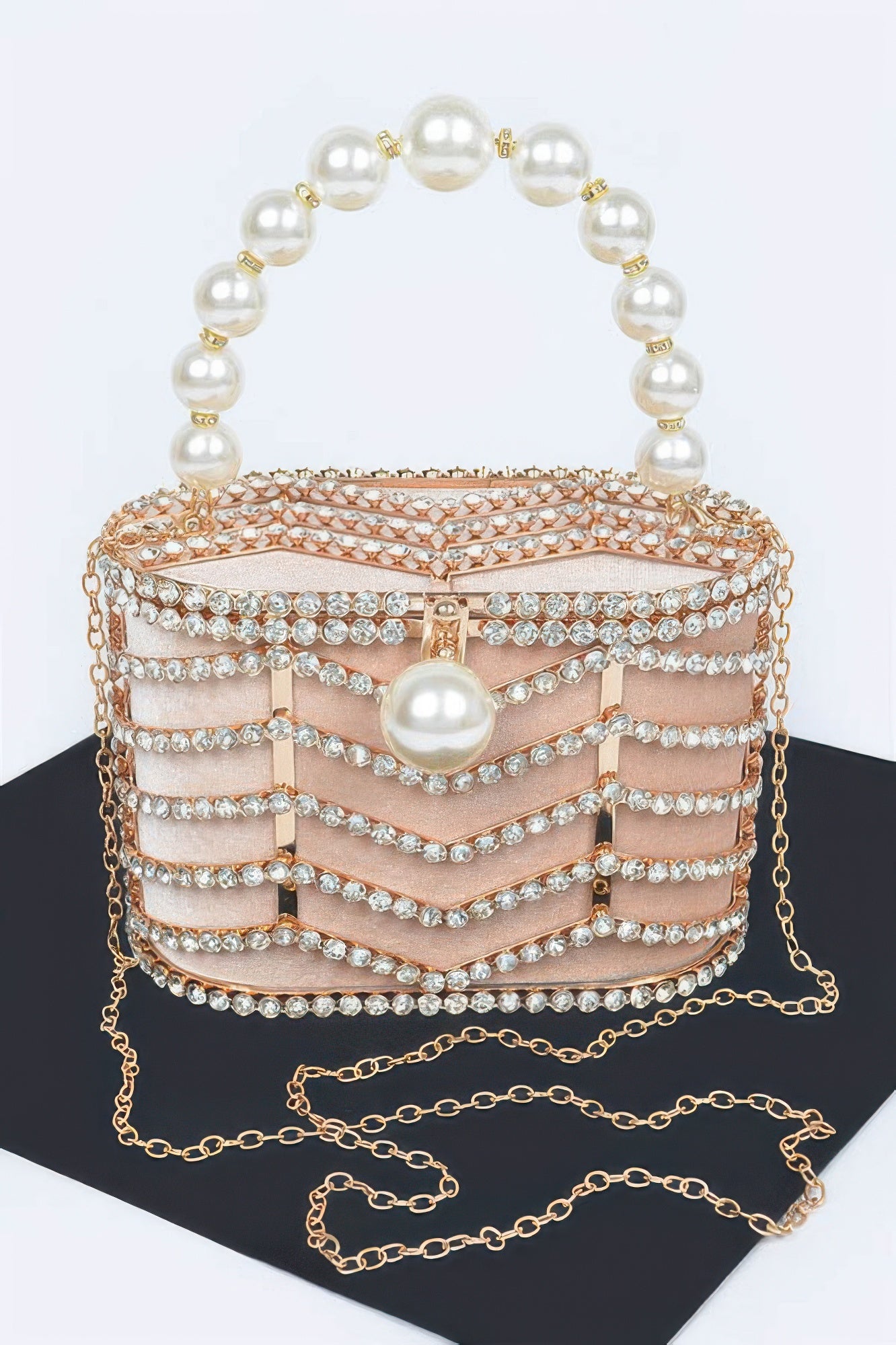 Rhinestone Metal Frame Clutch - Tigbul's Variety Fashion Shop