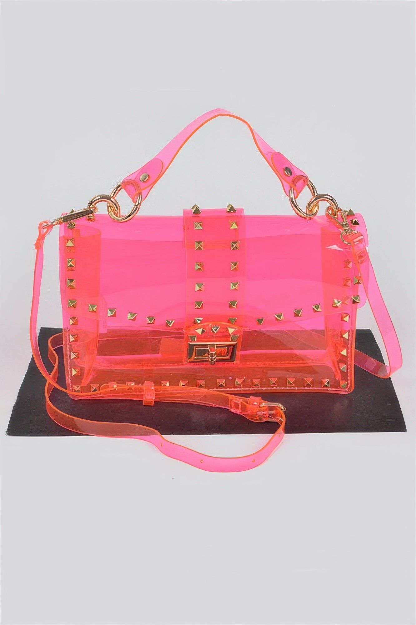 Studded Colorful Transparent Clutch - Tigbul's Variety Fashion Shop