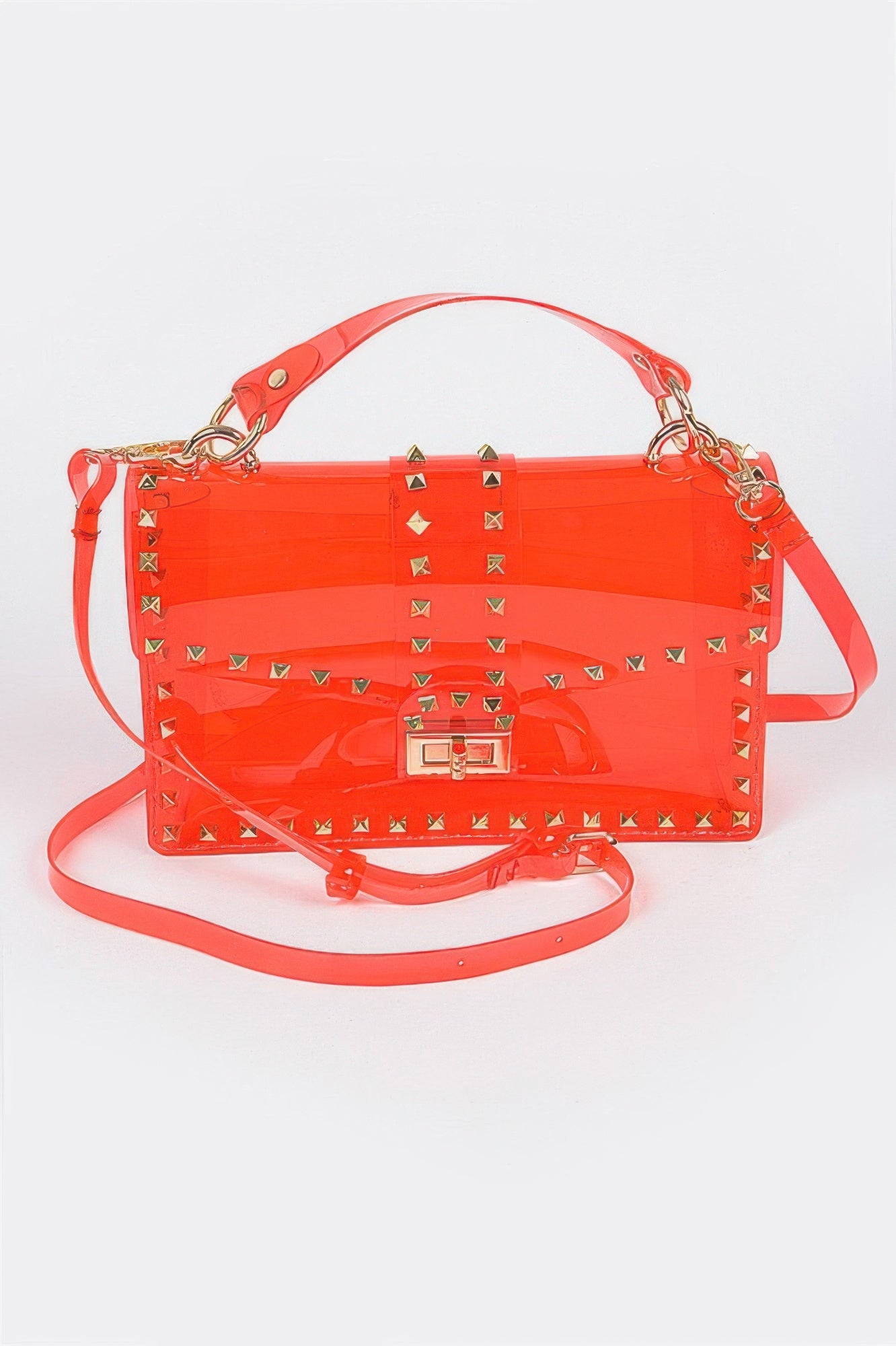 Studded Colorful Transparent Clutch - Tigbul's Variety Fashion Shop