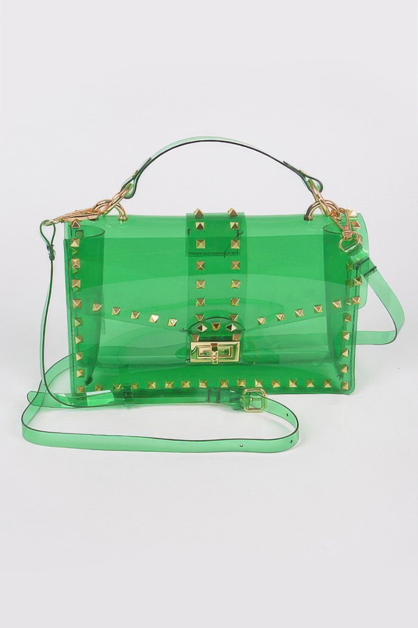 Studded Colorful Transparent Clutch - Tigbul's Variety Fashion Shop