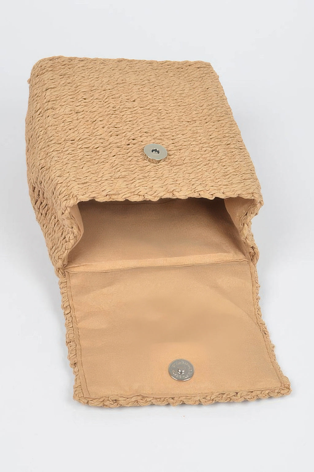 Woven cotton mini backpack with snap closure and inner lining