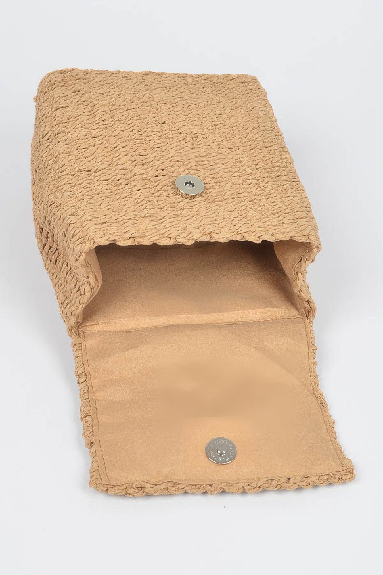 Woven cotton mini backpack with snap closure and inner lining