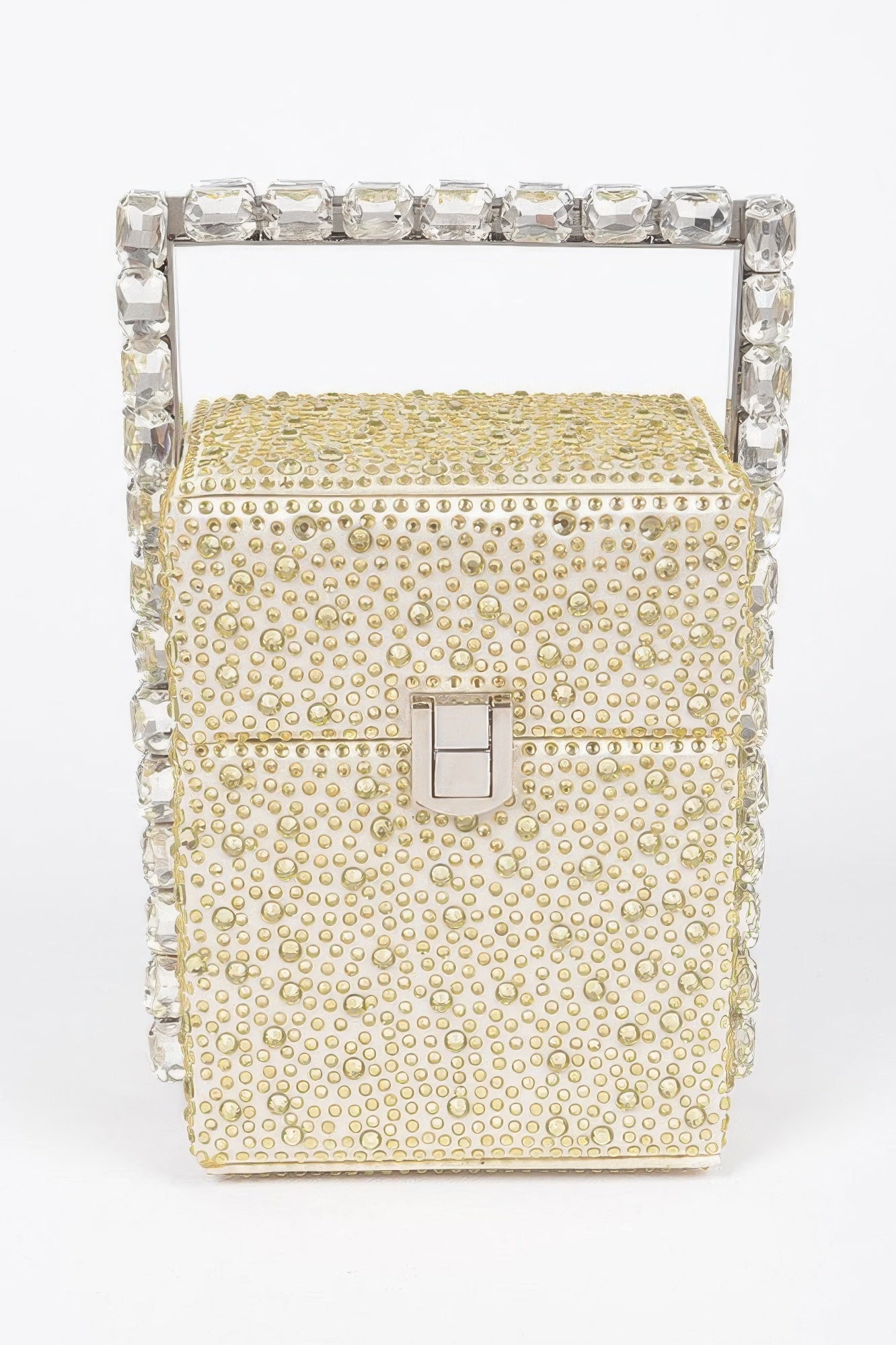Rhinestone Handle Stoned Party Clutch - Tigbul's Variety Fashion Shop
