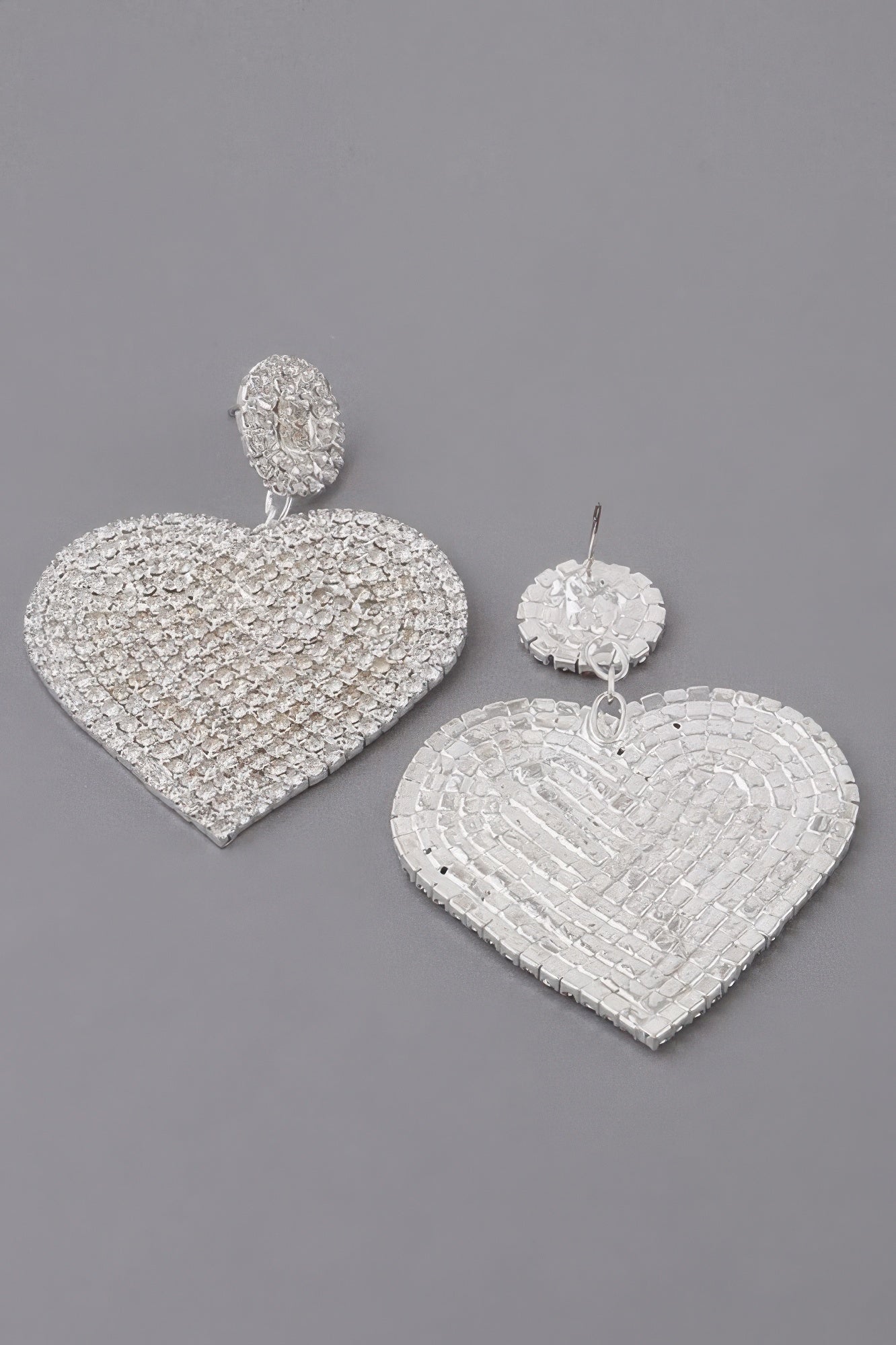 Jeweled Heart Drop Earrings - Tigbul's Variety Fashion Shop