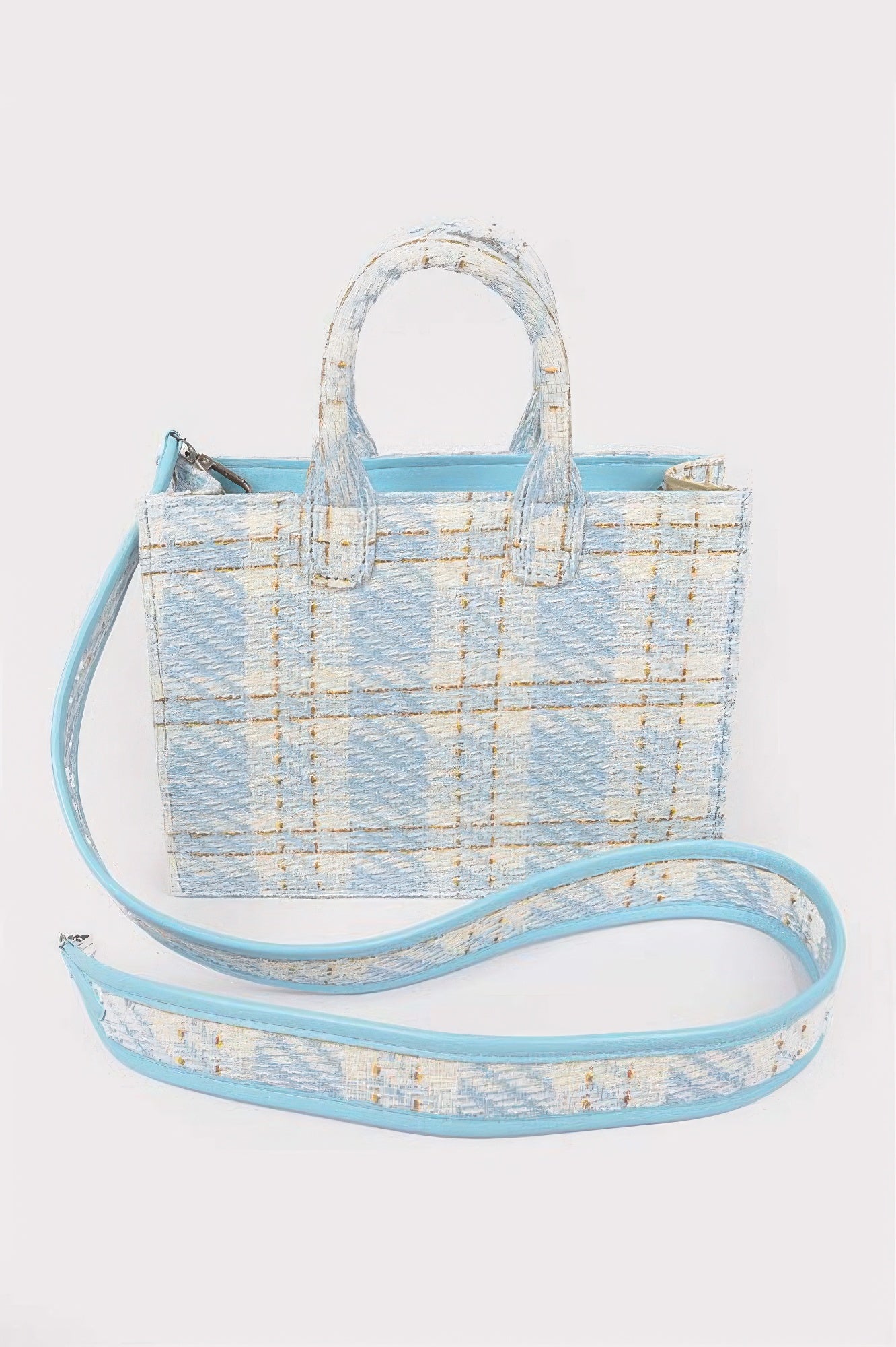 Tweed Plaid Medium Tote Bag - Tigbul's Variety Fashion Shop