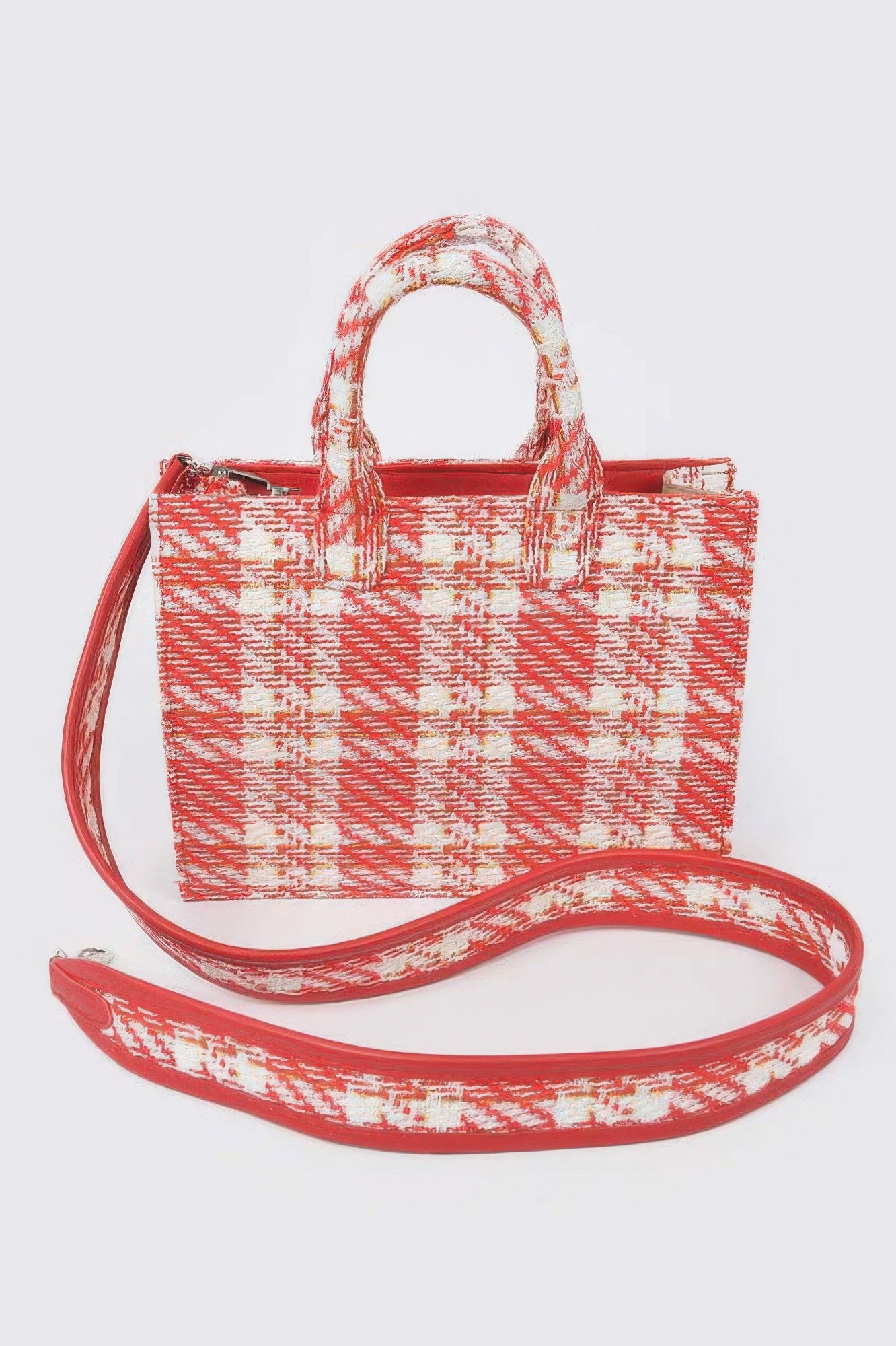 Tweed Plaid Medium Tote Bag - Tigbul's Variety Fashion Shop