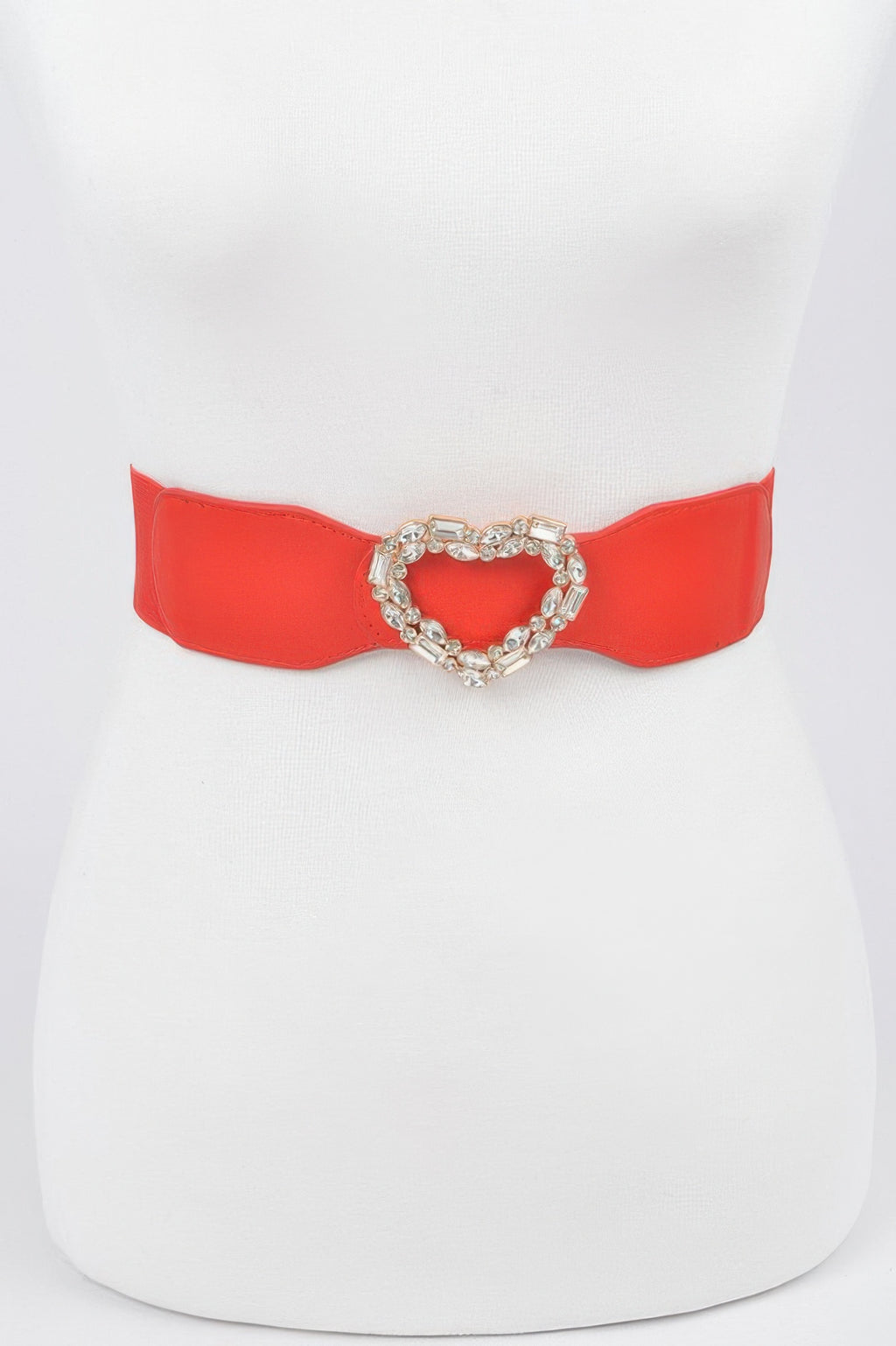 Heart Rhinestone Buckle Elastic Belt - Tigbul's Variety Fashion Shop