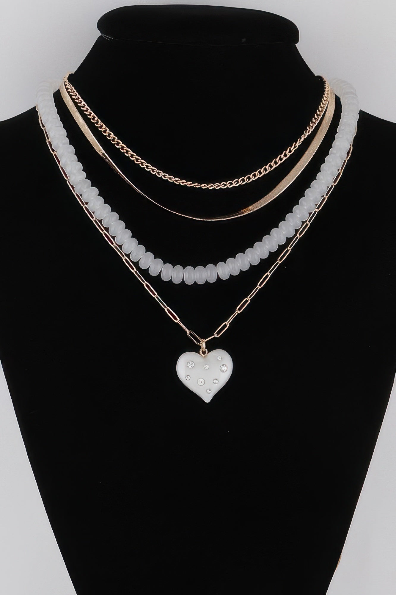 Multi Jeweled Heart Necklace - Tigbul's Variety Fashion Shop
