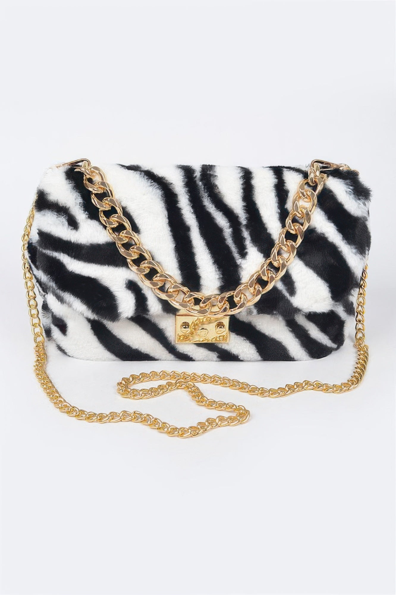 Faux Zebra Fur Shoulder Bag - Tigbul's Variety Fashion Shop