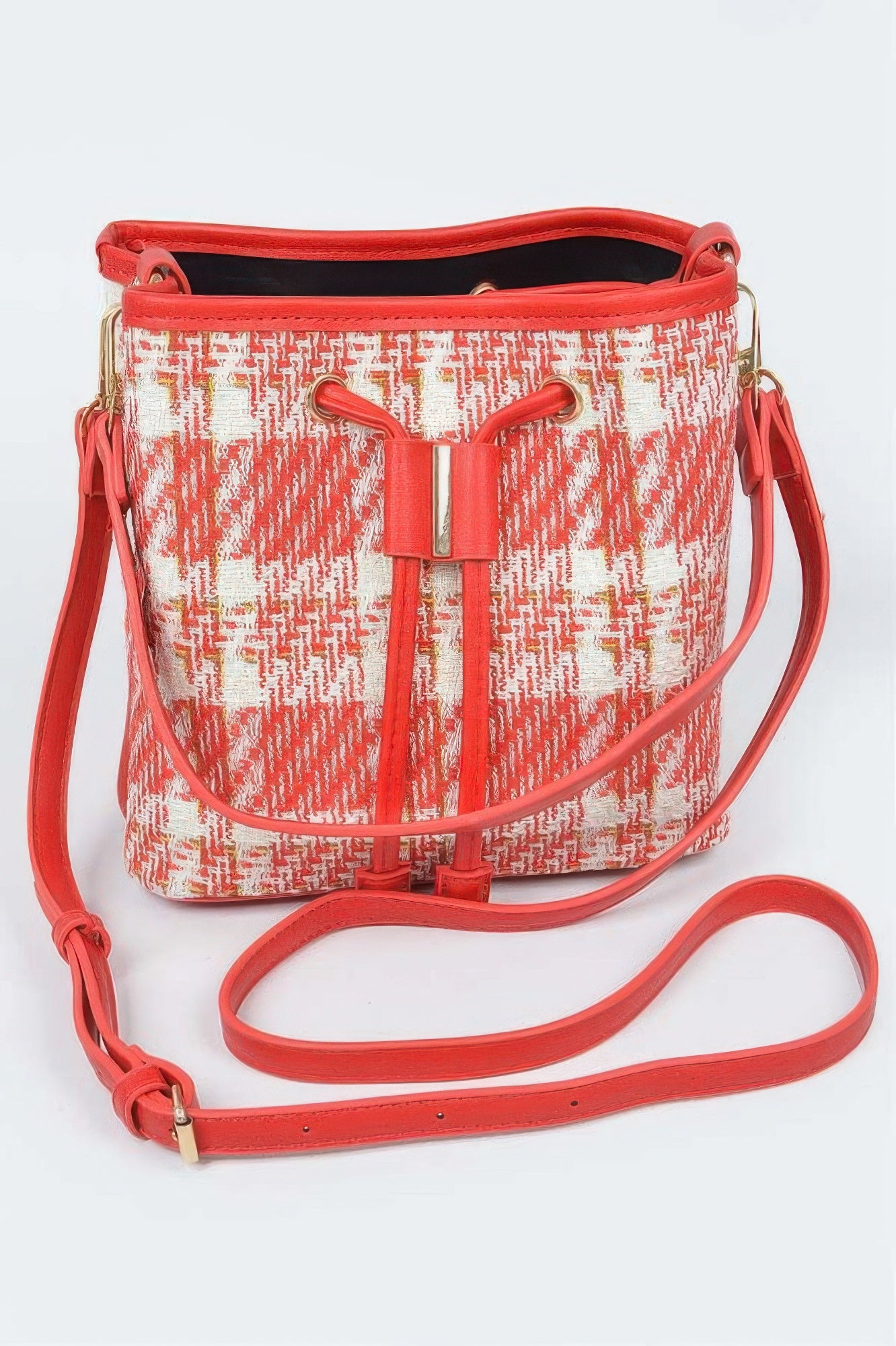 Tweed Plaid Bucket Bag - Tigbul's Variety Fashion Shop