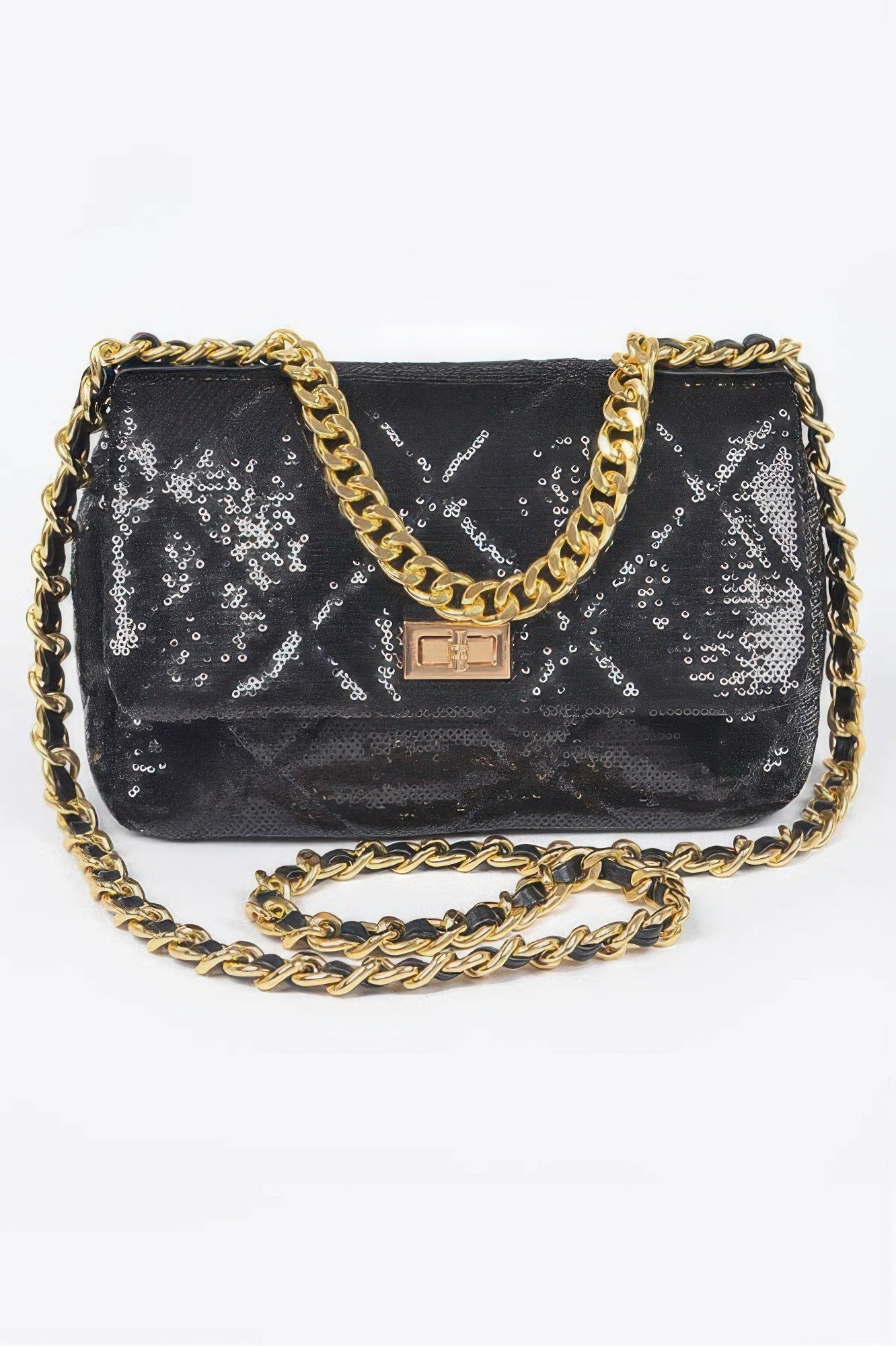 Quilted Sequins Chain Shoulder - Tigbul's Variety Fashion Shop