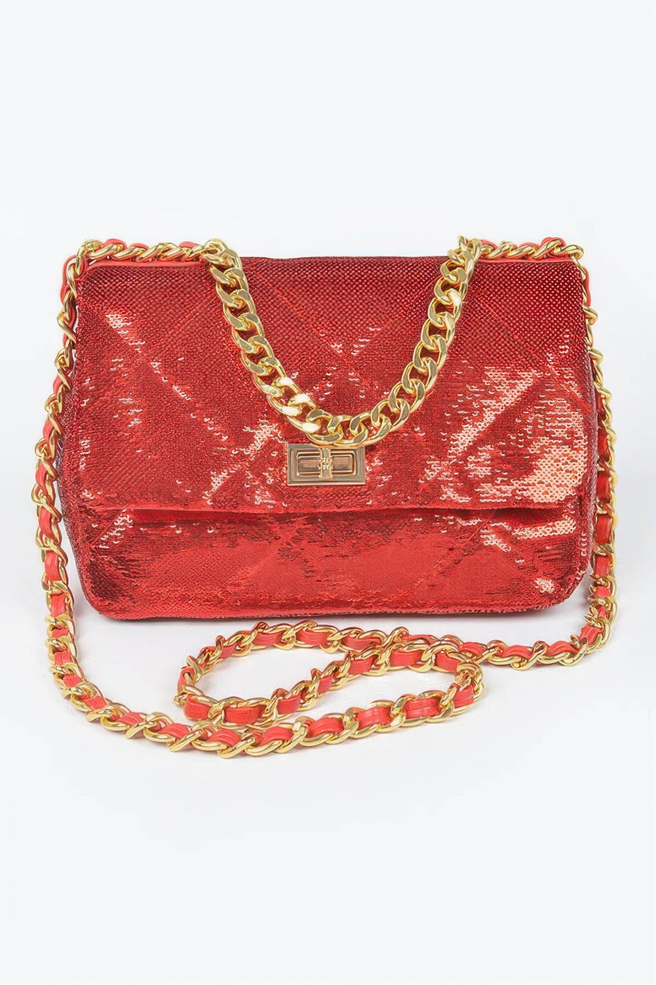 Quilted Sequins Chain Shoulder - Tigbul's Variety Fashion Shop