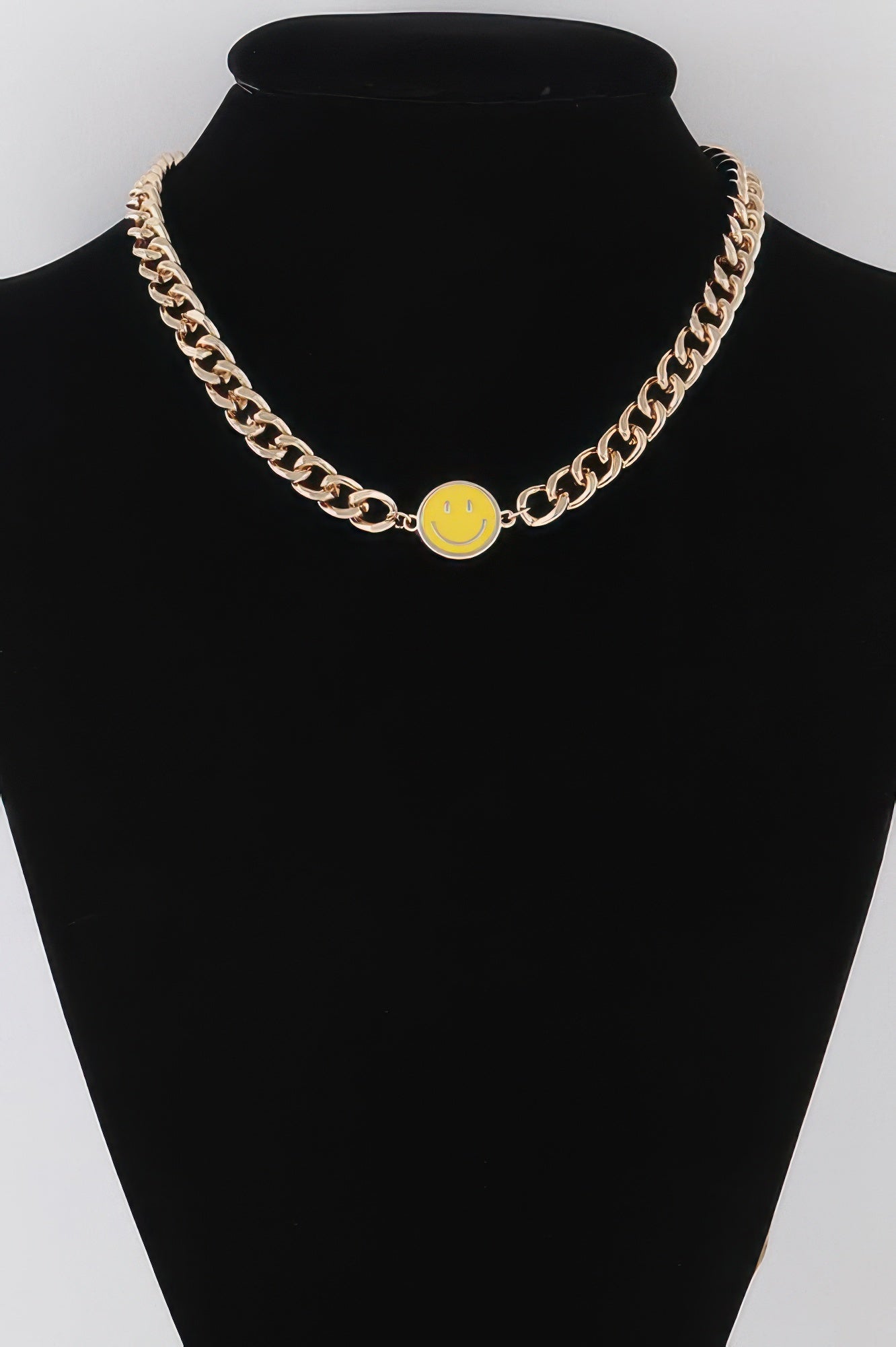 Smiley Face Curb Chain Necklace - Tigbul's Variety Fashion Shop