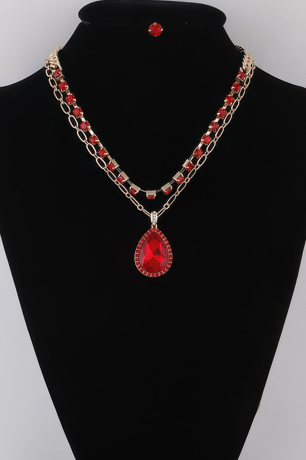 Jeweled Teardrop Pendant Necklace - Tigbul's Variety Fashion Shop