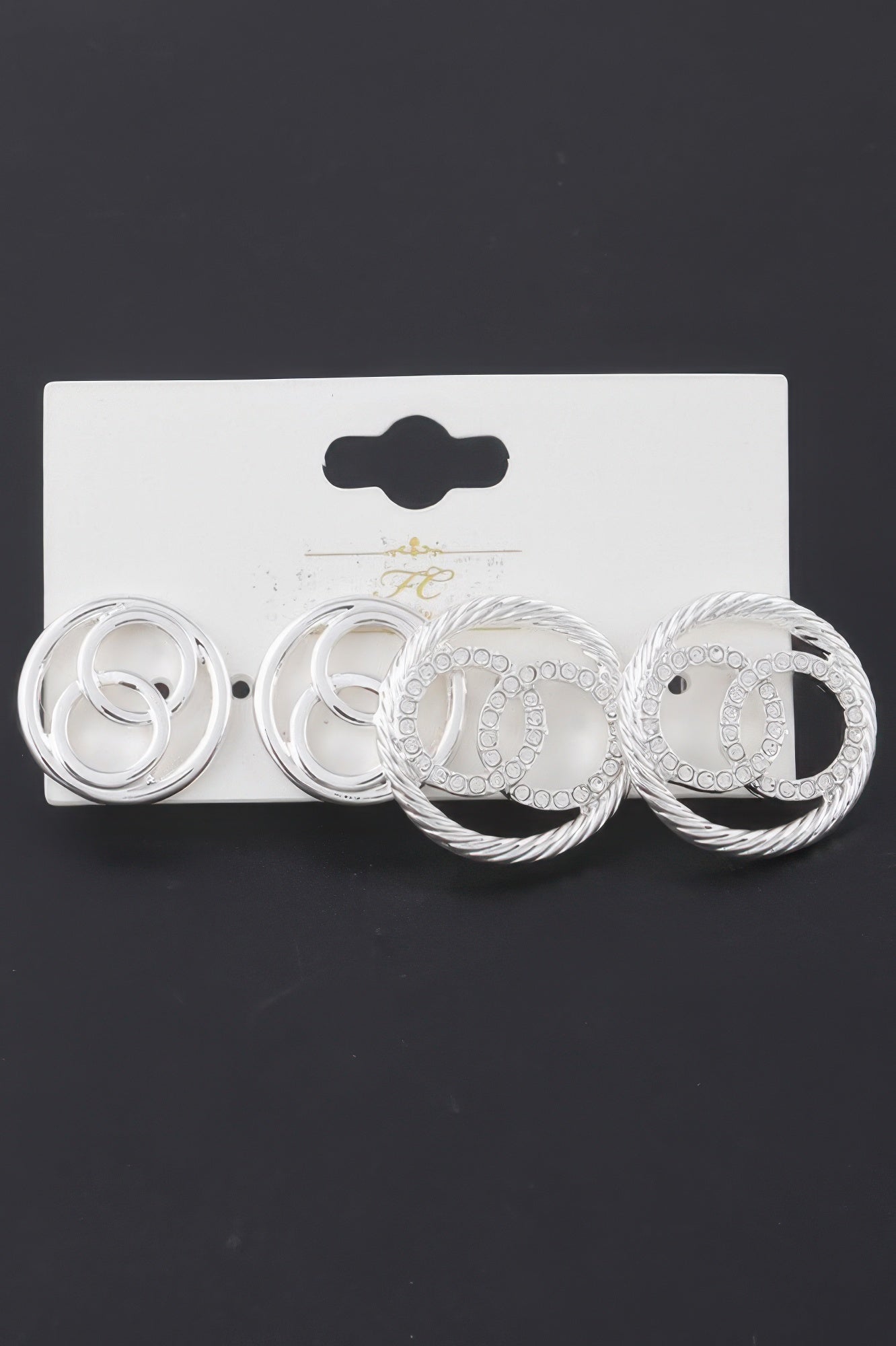Jeweled Oo Stud Earrings Set - Tigbul's Variety Fashion Shop