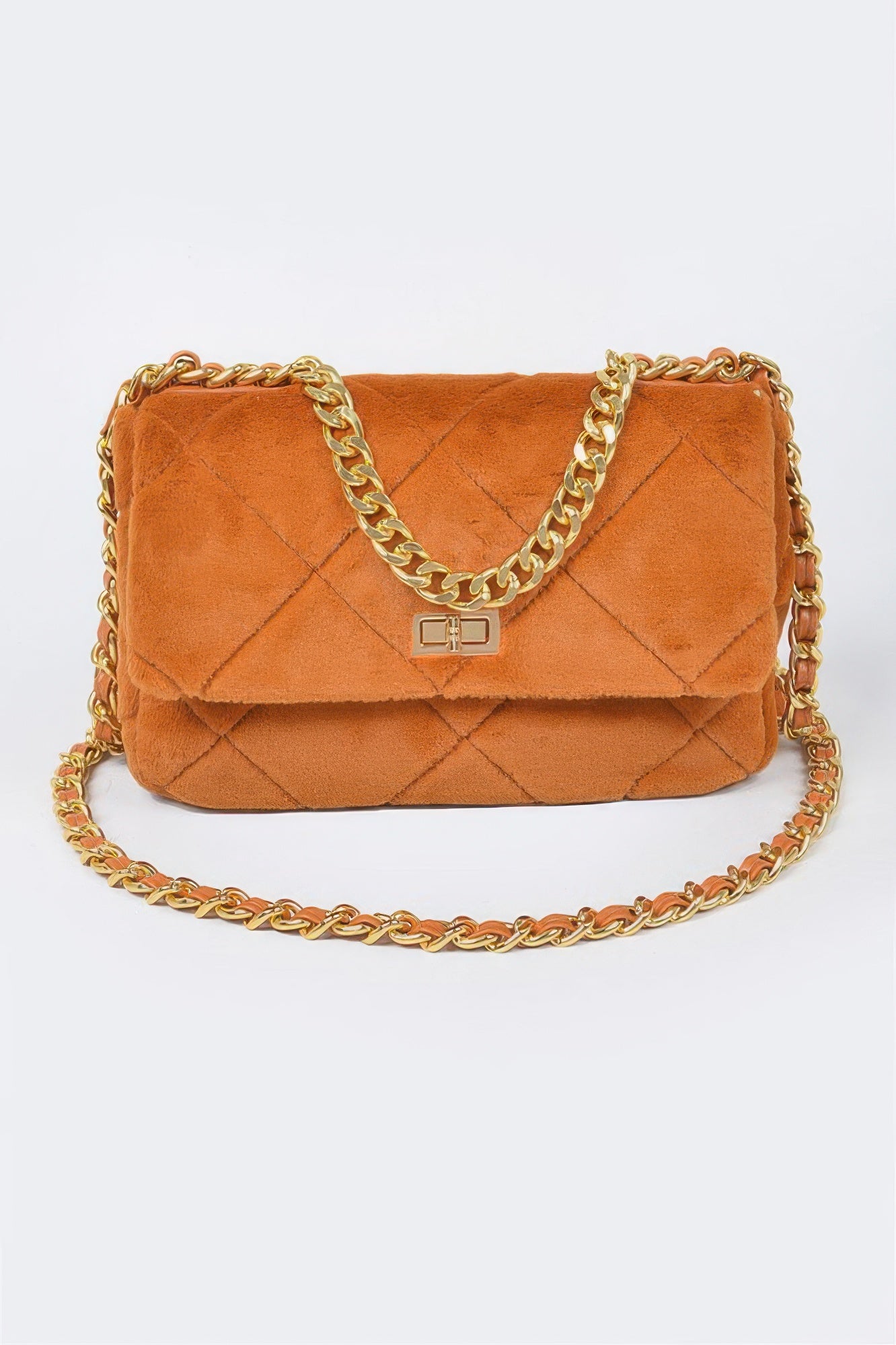Quilted Fur Chain Flap Clutch - Tigbul's Variety Fashion Shop