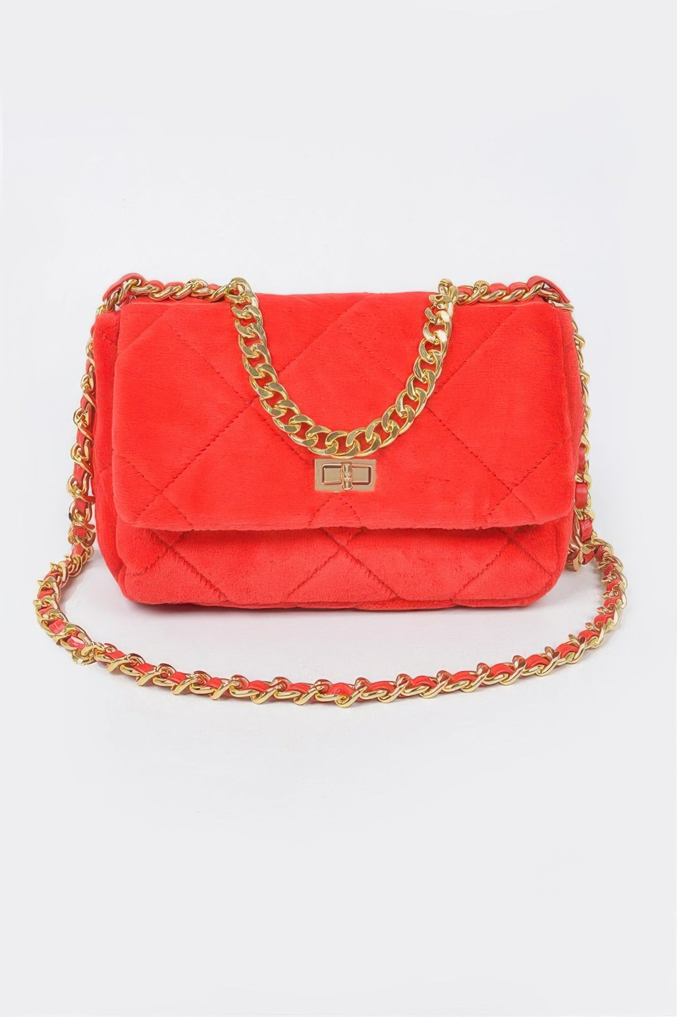 Quilted Fur Chain Flap Clutch - Tigbul's Variety Fashion Shop